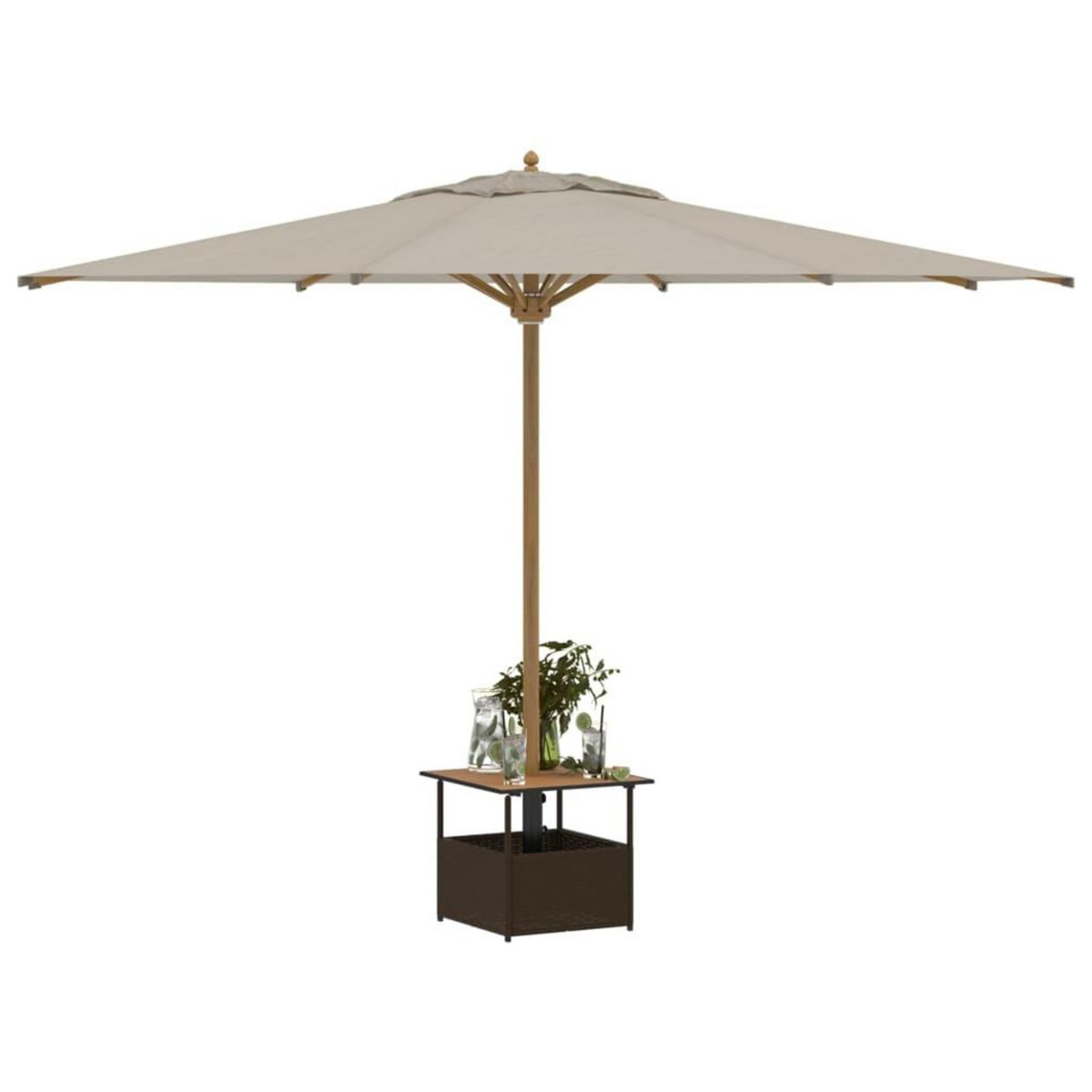 VIDAXL Table de jardin avec trou de parasol marron resine tressee