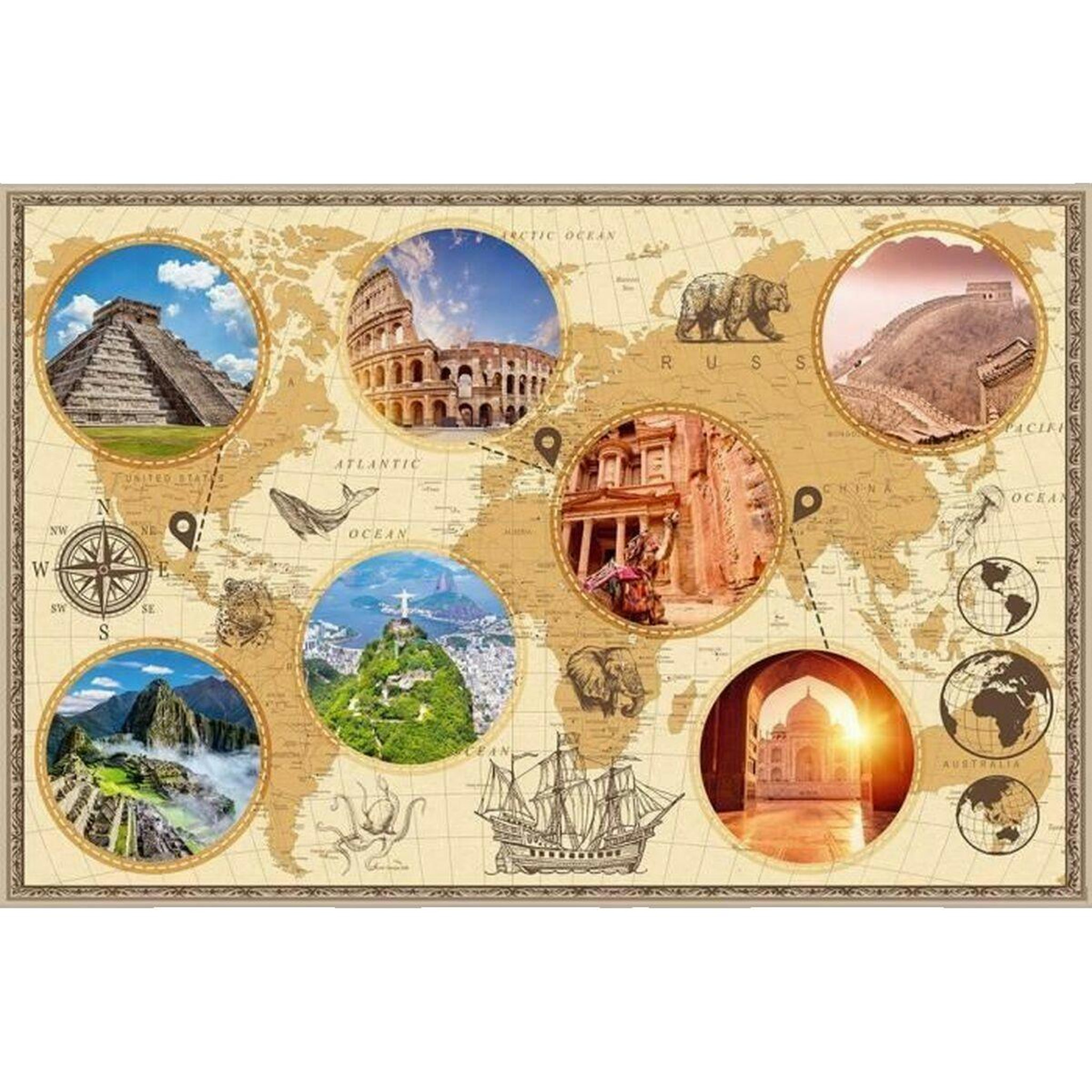 Voir la diapositive 2 : Nathan Puzzle 3000 pièces monuments du monde moderne – Puzzle adulte – Haute qualité