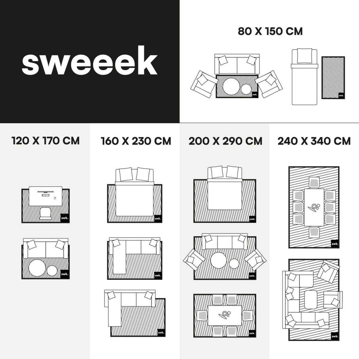 SWEEEK Tapis intérieur motifs arches, poils ras, crème