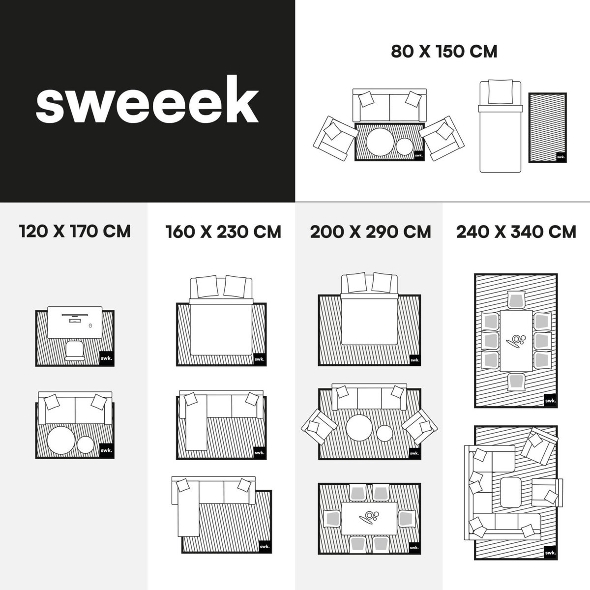 SWEEEK Tapis intérieur motifs arches, poils ras, crème