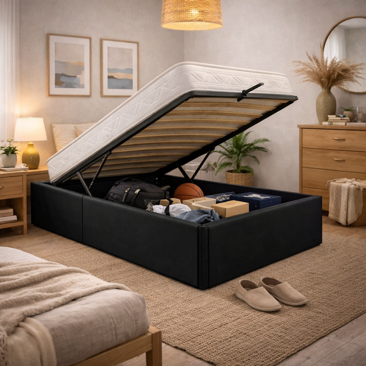 KING OF DREAMS Ensemble Lit Coffre et Matelas  Soutien Ferme Mousse