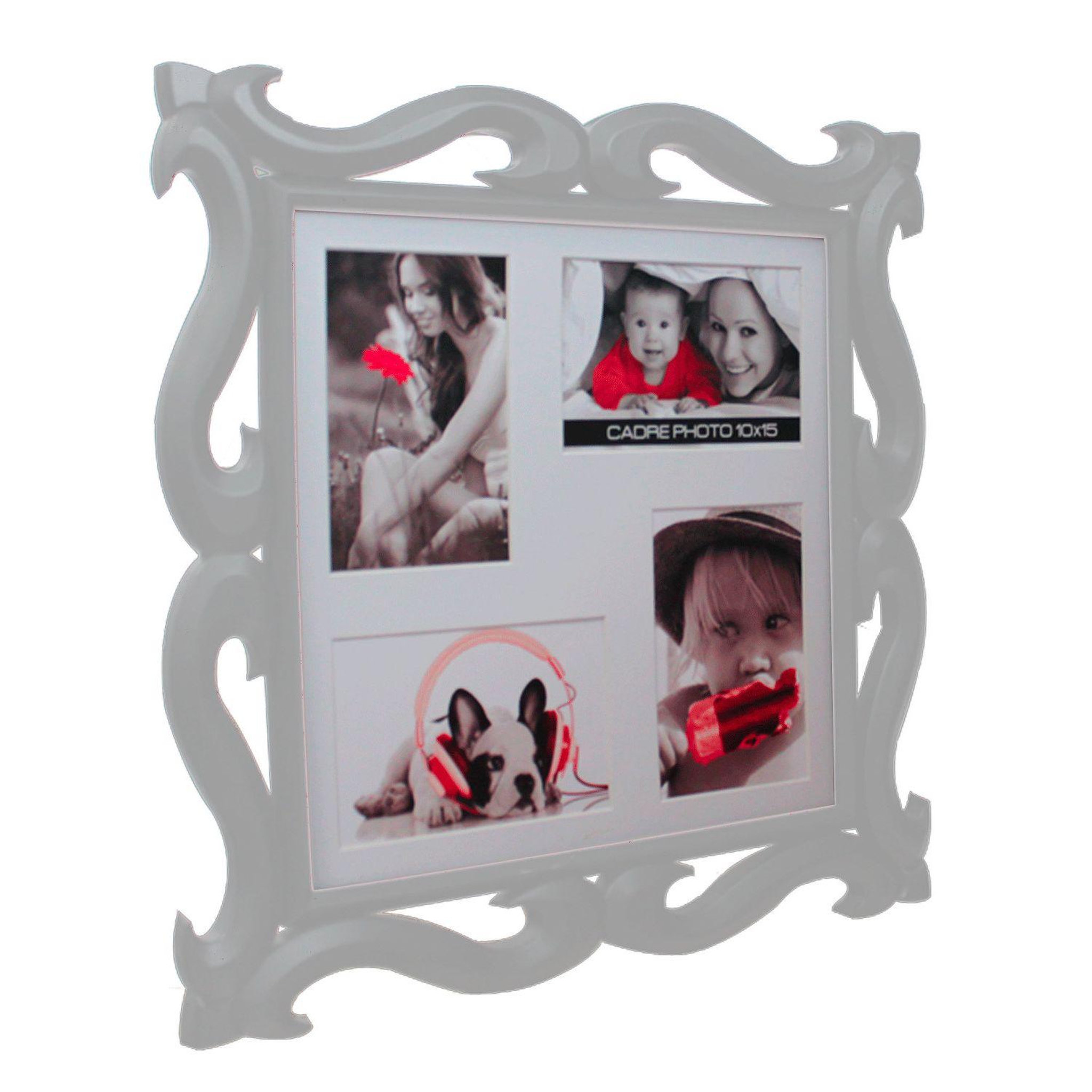 SUD TRADING Cadre mural 4 Photos Baroque - 40 x 40 cm