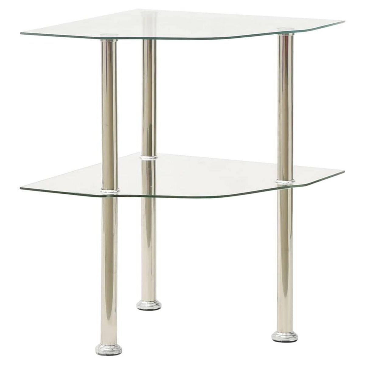 VIDAXL Table d'appoint 2 niveaux Transparent 38x38x50 cm Verre trempe
