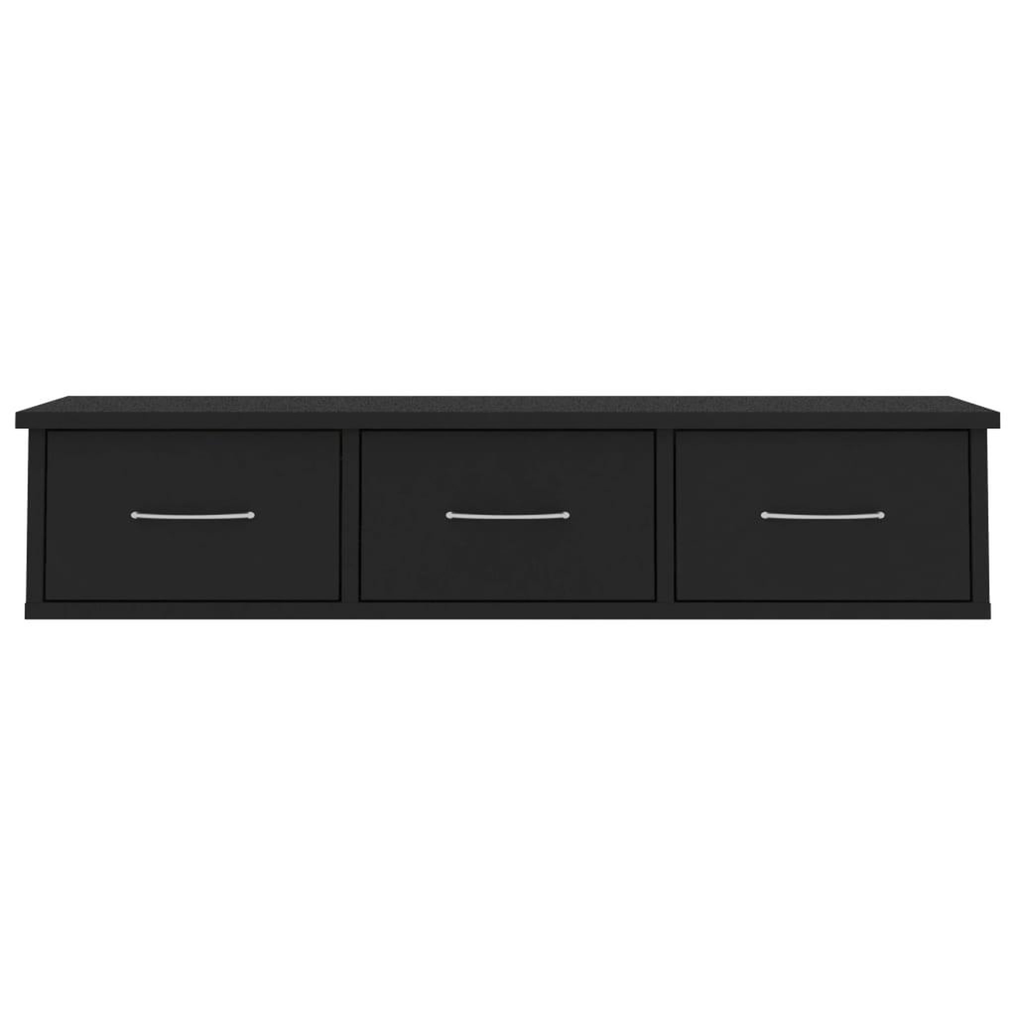 Voir la diapositive 4 : VIDAXL Etagere murale avec tiroirs Noir 88x26x18,5cm bois d'ingenierie