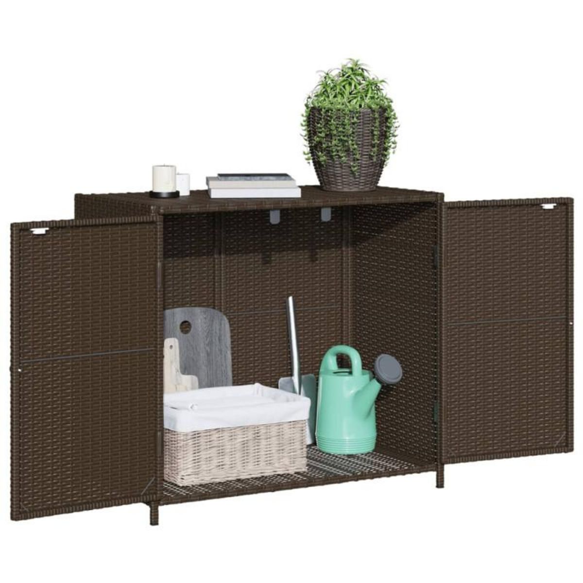 VIDAXL Armoire de rangement de jardin marron 83x45x76cm résine tressée