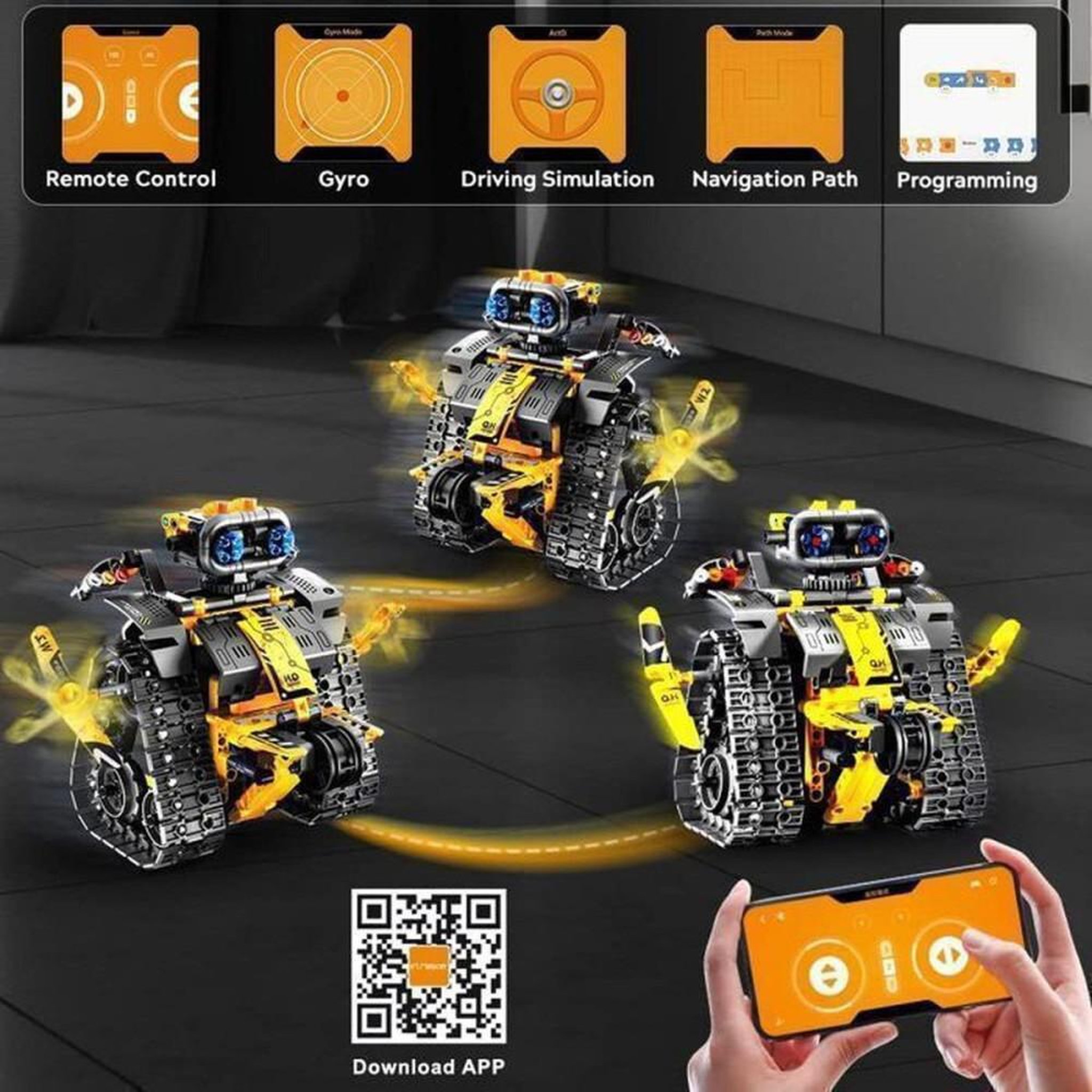Voir la diapositive 4 : Kit de construction robot RC 3 en 1 Technic 520 pièces avec application et télécommande 2,4 GHz