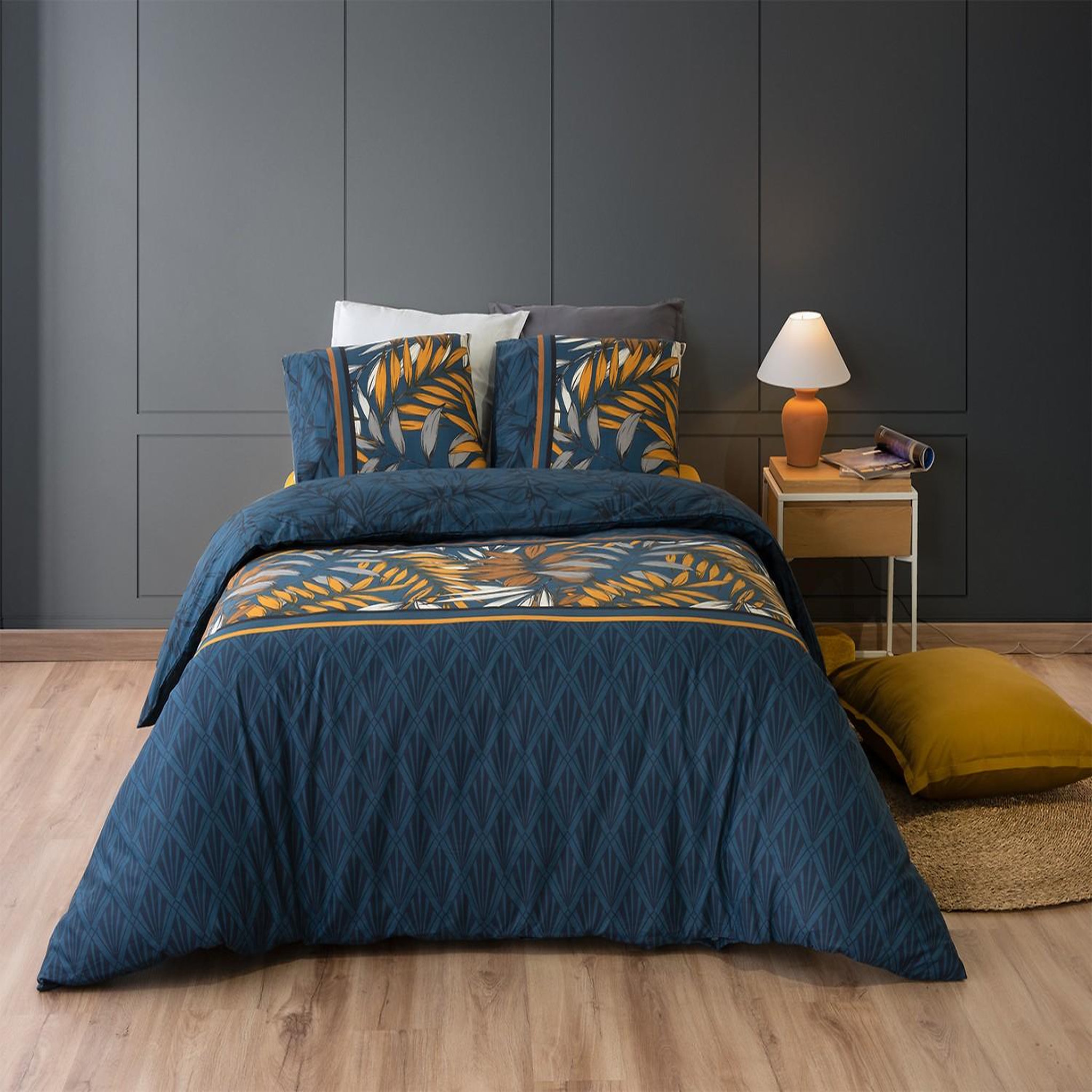 ATELIER DU COTON Parure housse de couette 100%coton 57fils salva. Coloris disponibles : Vert