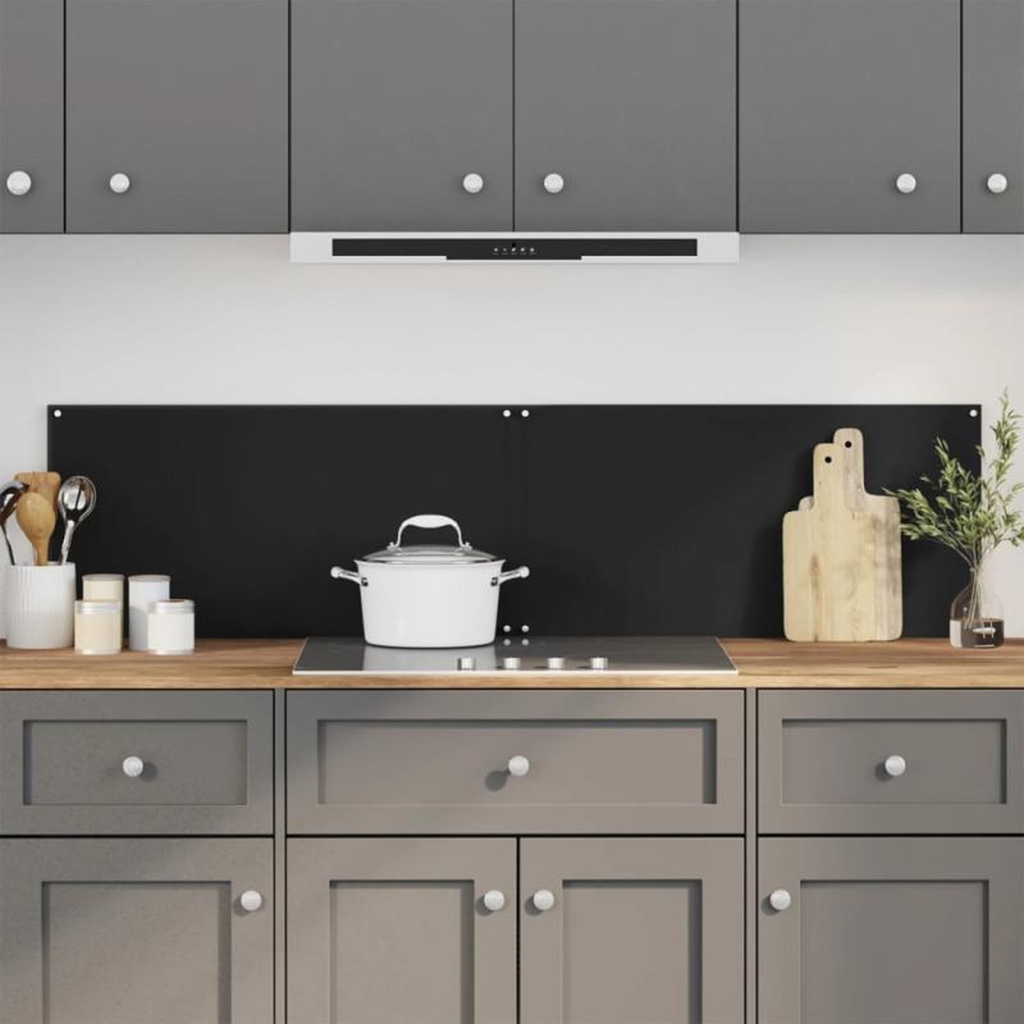 VIDAXL Dosserets de cuisine 2 pcs noir 80x50 cm verre trempé
