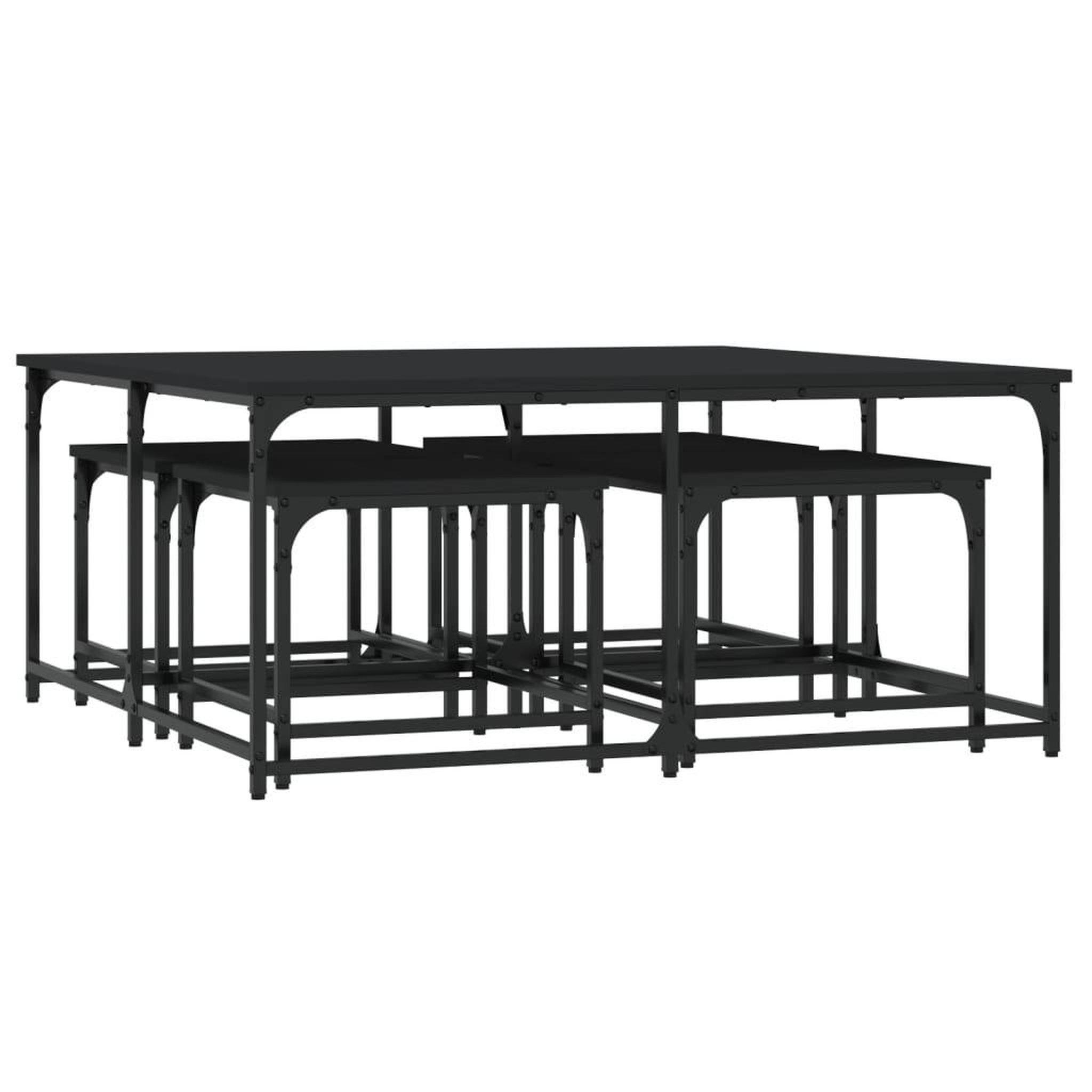 Voir la diapositive 2 : VIDAXL Tables basses gigognes 5 pcs noir bois d'ingenierie