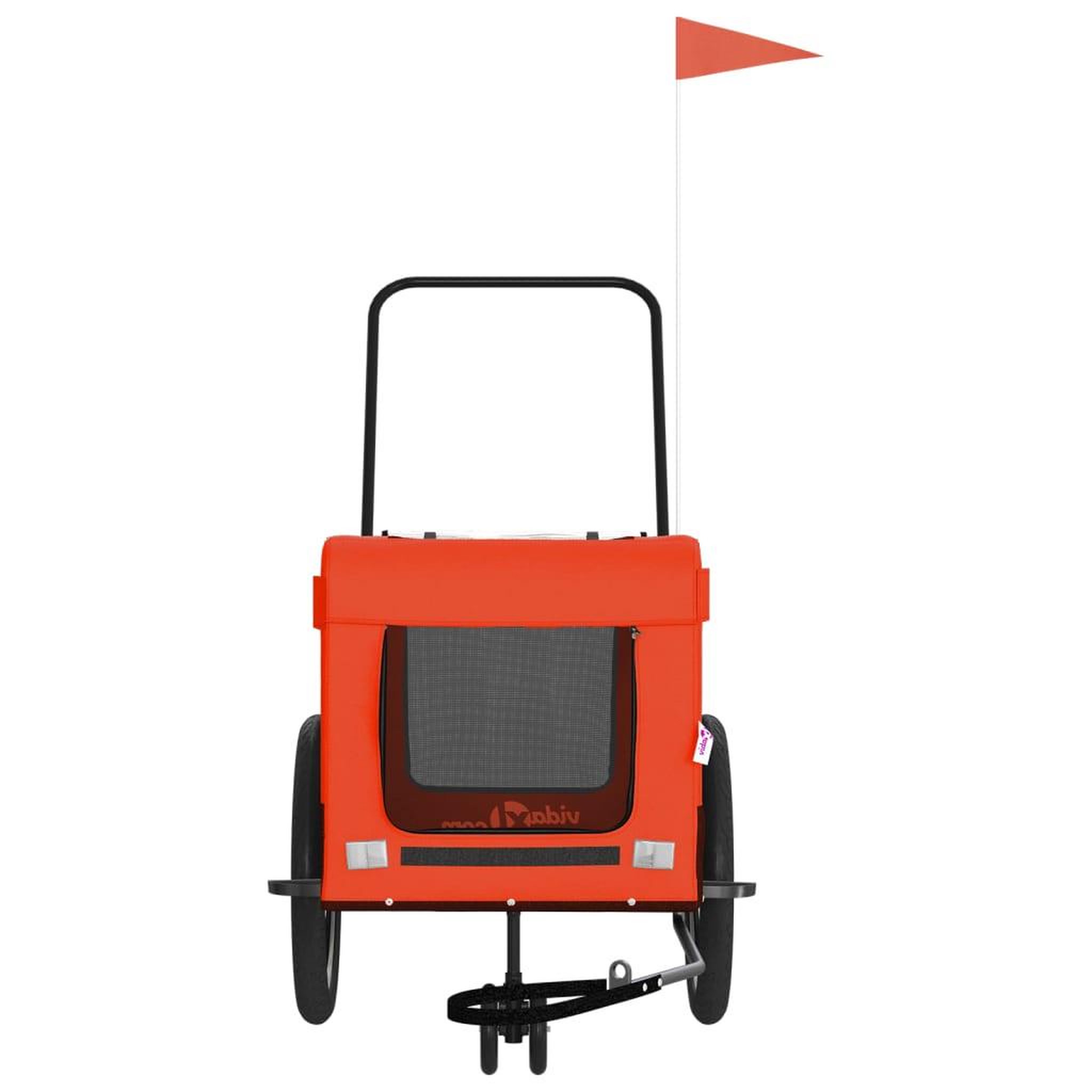 Voir la diapositive 5 : VIDAXL Remorque de velo pour animaux de compagnie orange et noir