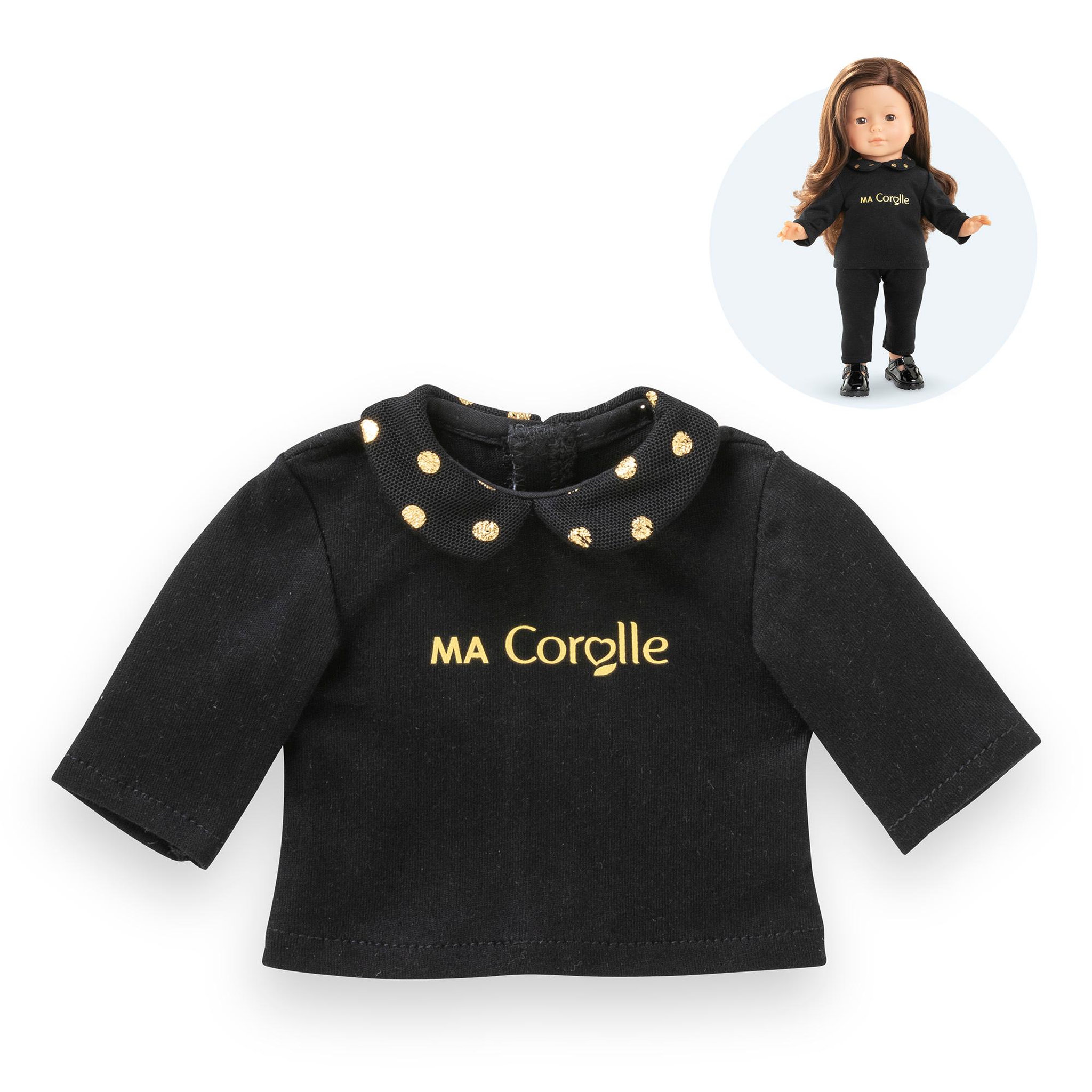 Corolle T-Shirt Noir et Or Manches Longues pour poupée ma Corolle