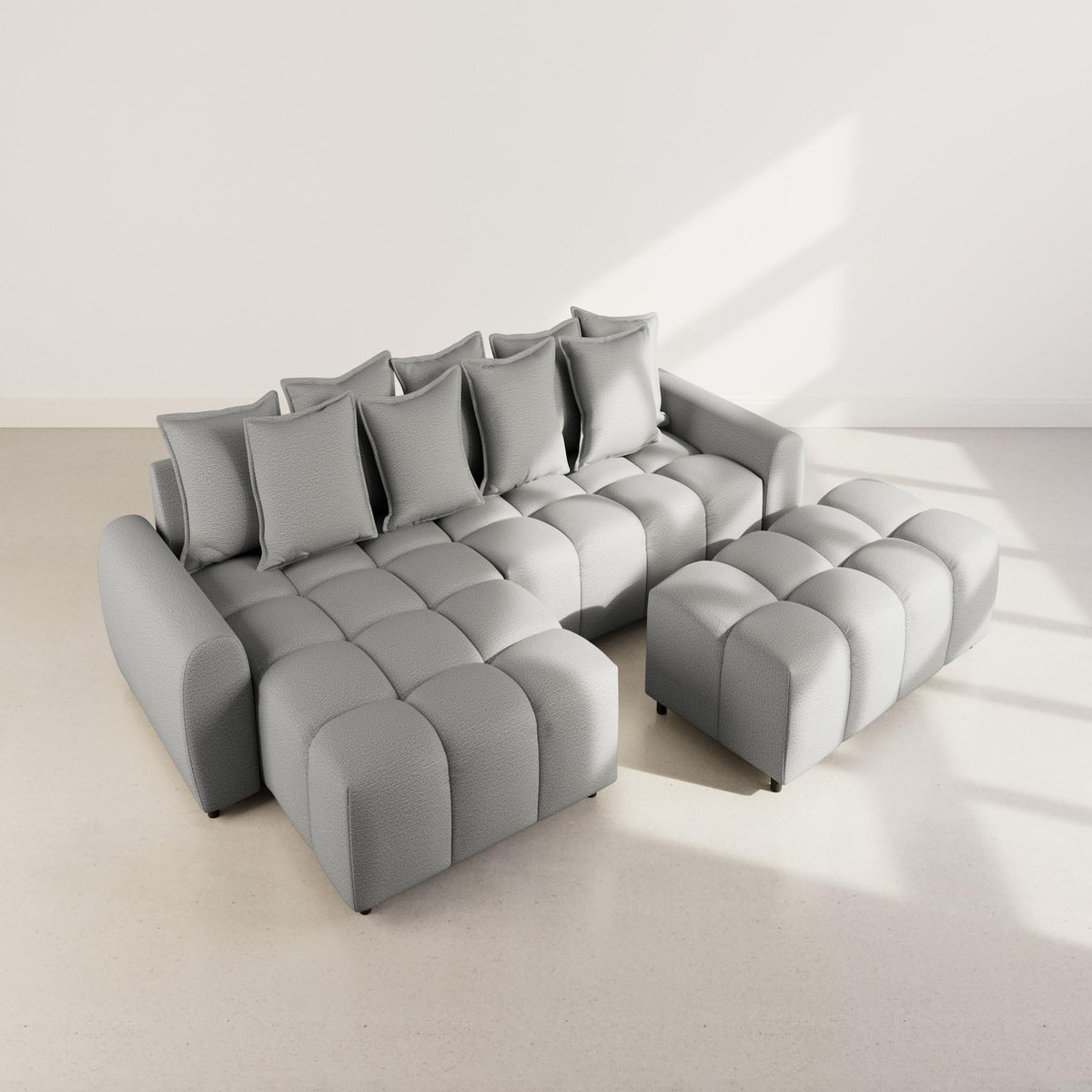 LISA DESIGN Adelaide - canapé d'angle réversible 4 places en tissu texturé