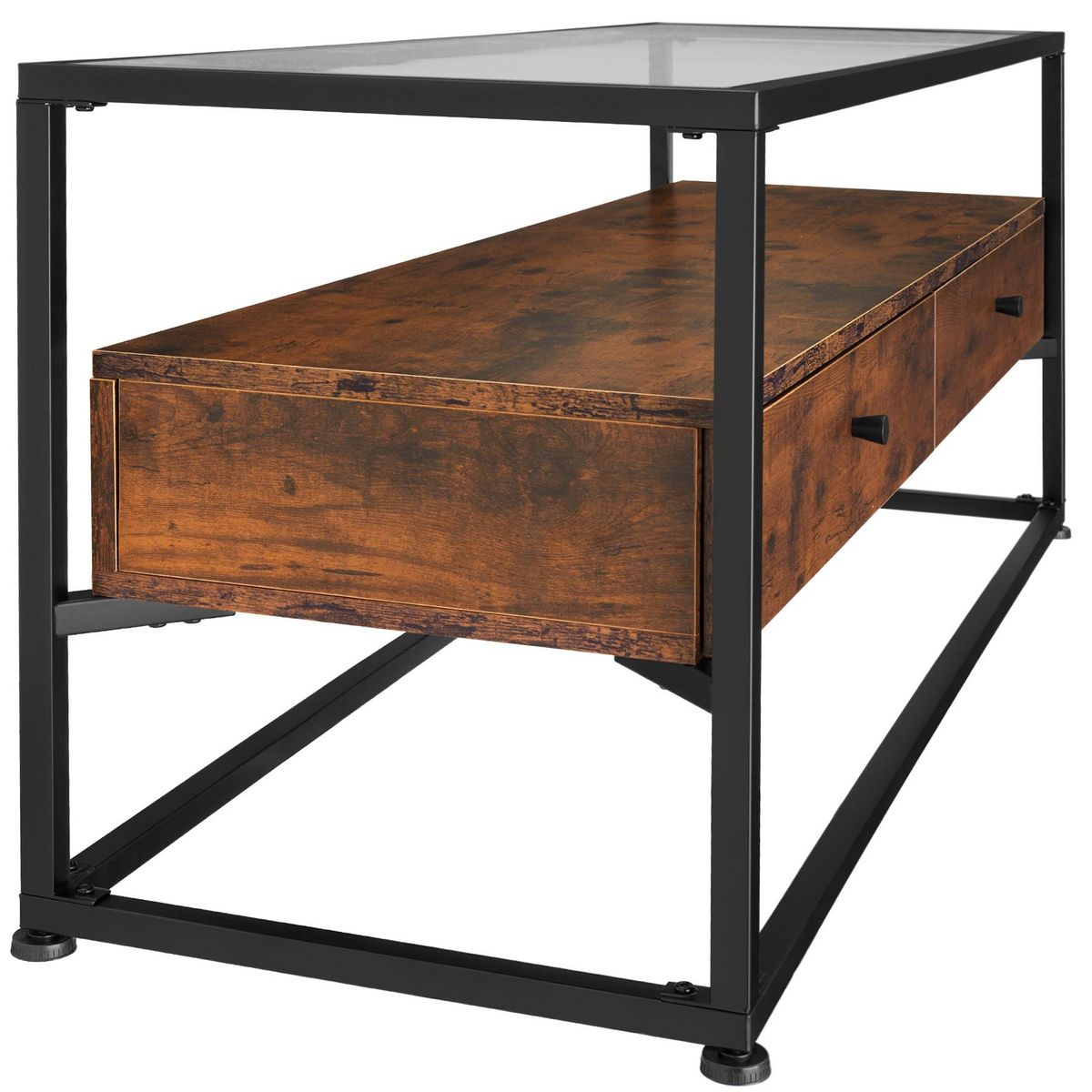 tectake Buffet bas style industriel Bois foncé industriel, rustique