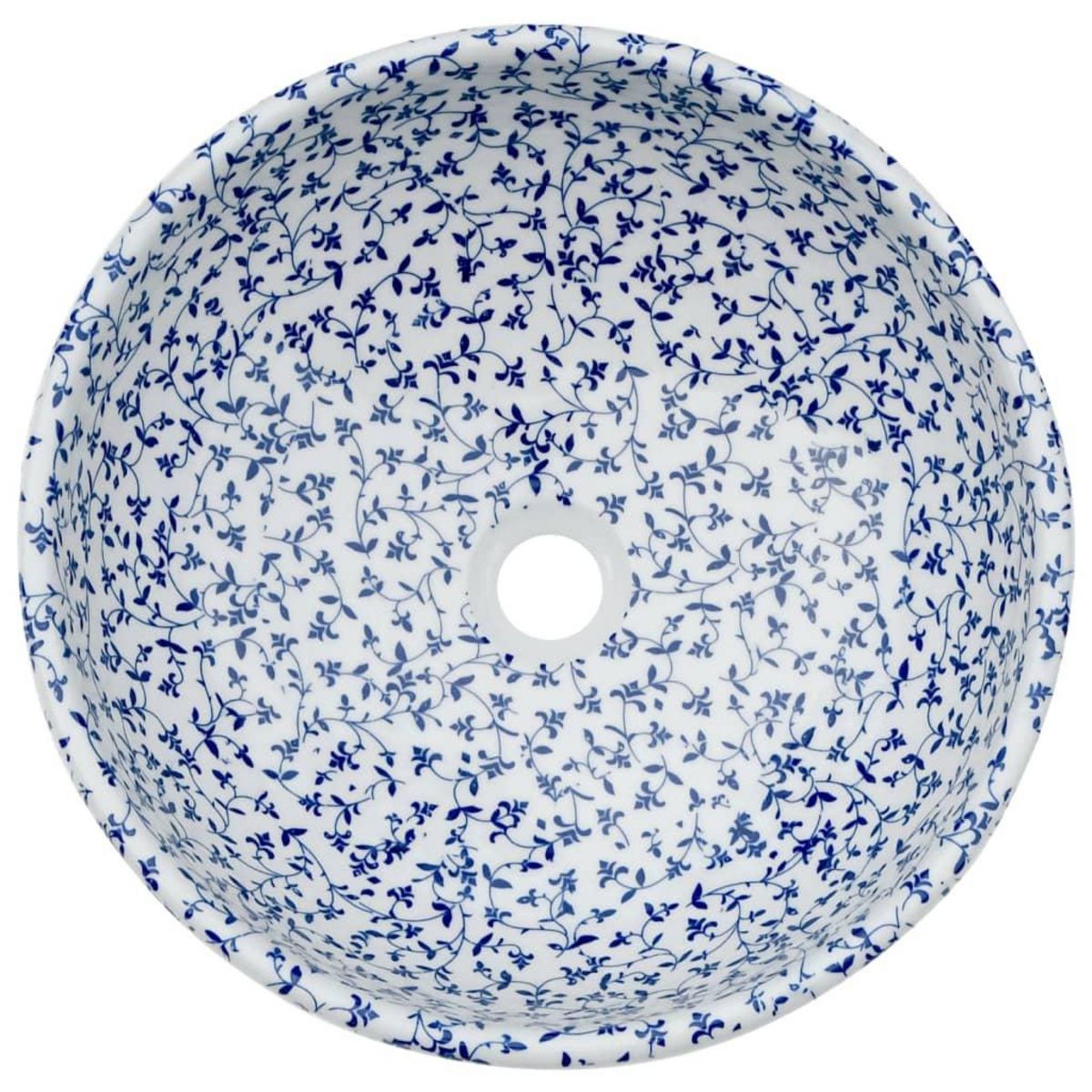 VIDAXL Vasque a poser blanc et bleu rond Φ41x14 cm ceramique