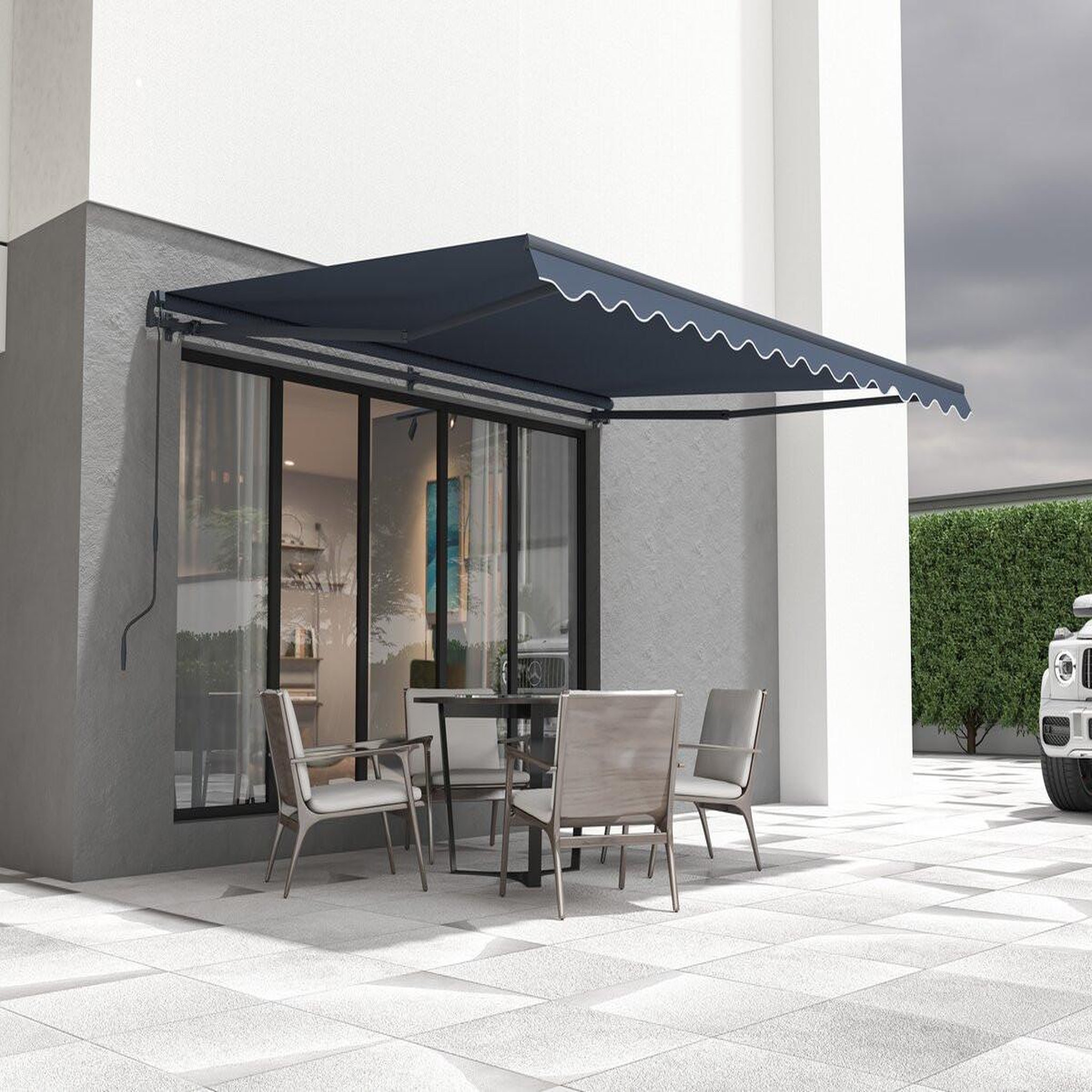 Voir la diapositive 2 : Habitat et Jardin Store banne en aluminium  Ombra 4  - 395 x 300 cm - Gris