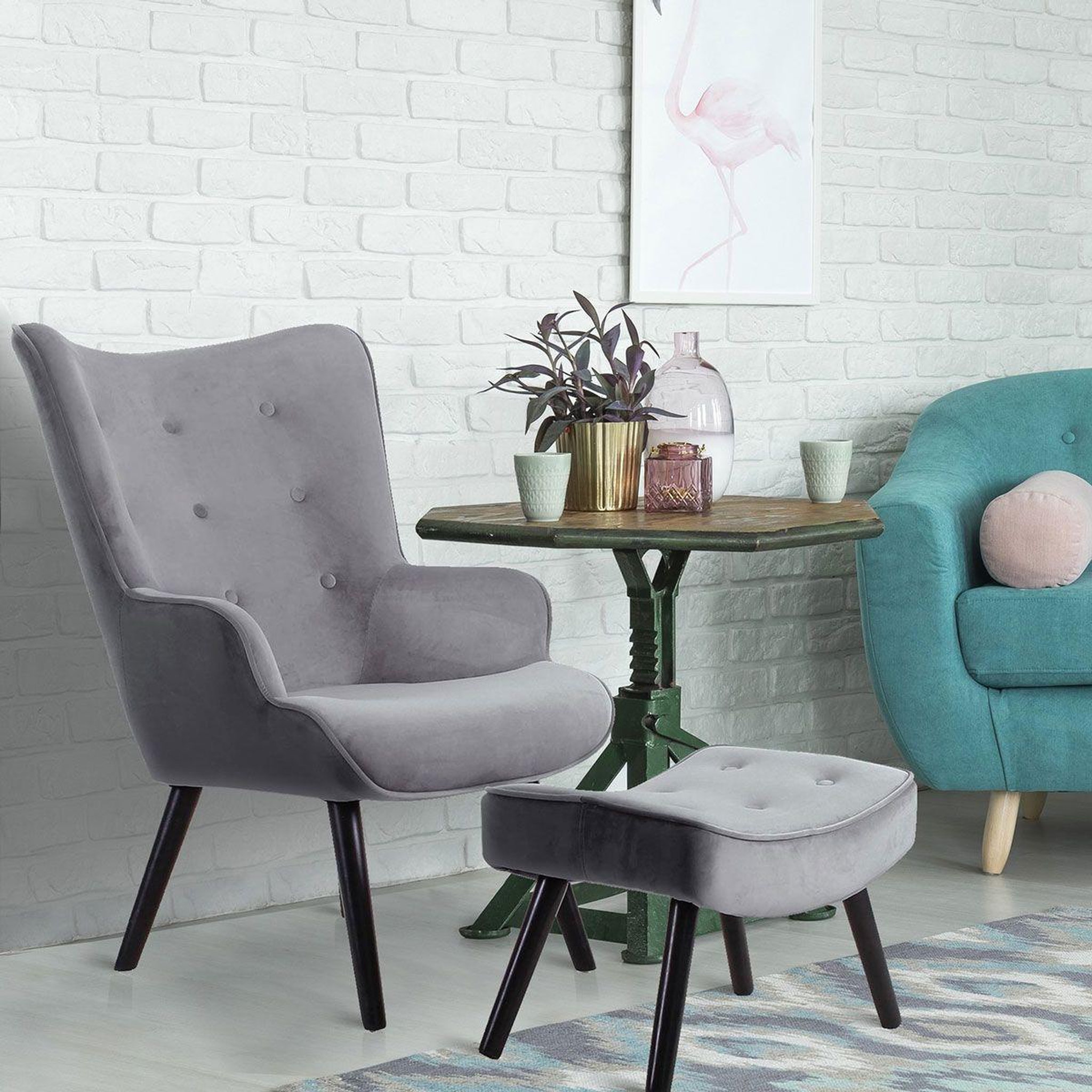 Voir la diapositive 6 : Paris Prix Fauteuil & pouf scandinave  nomi  100cm gris