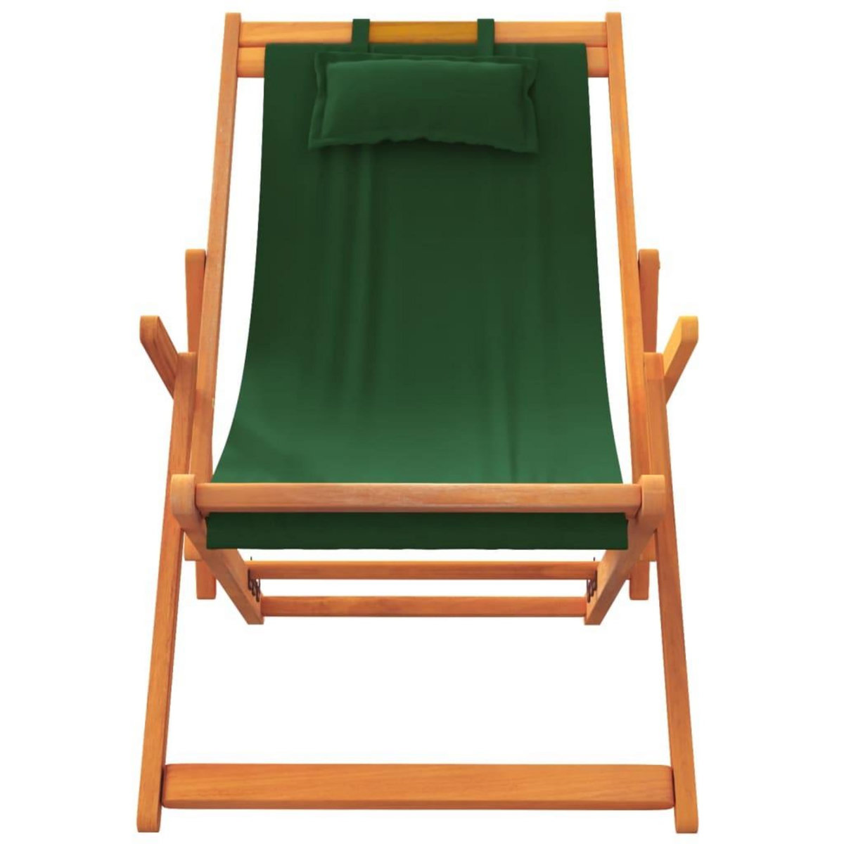 VIDAXL Chaises de plage pliables lot de 2 vert tissu