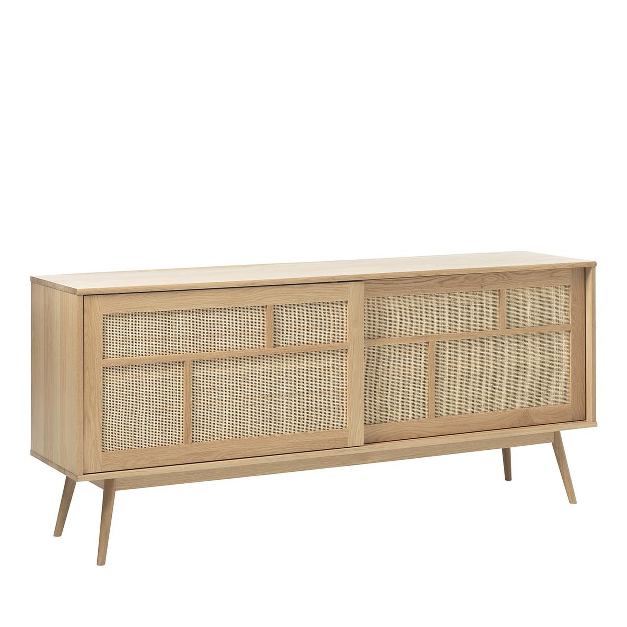 Voir la diapositive 2 : MAISON AUBERTIN Buffet 2 portes 180 cm - Bois et rotin - CAPRI - Naturel