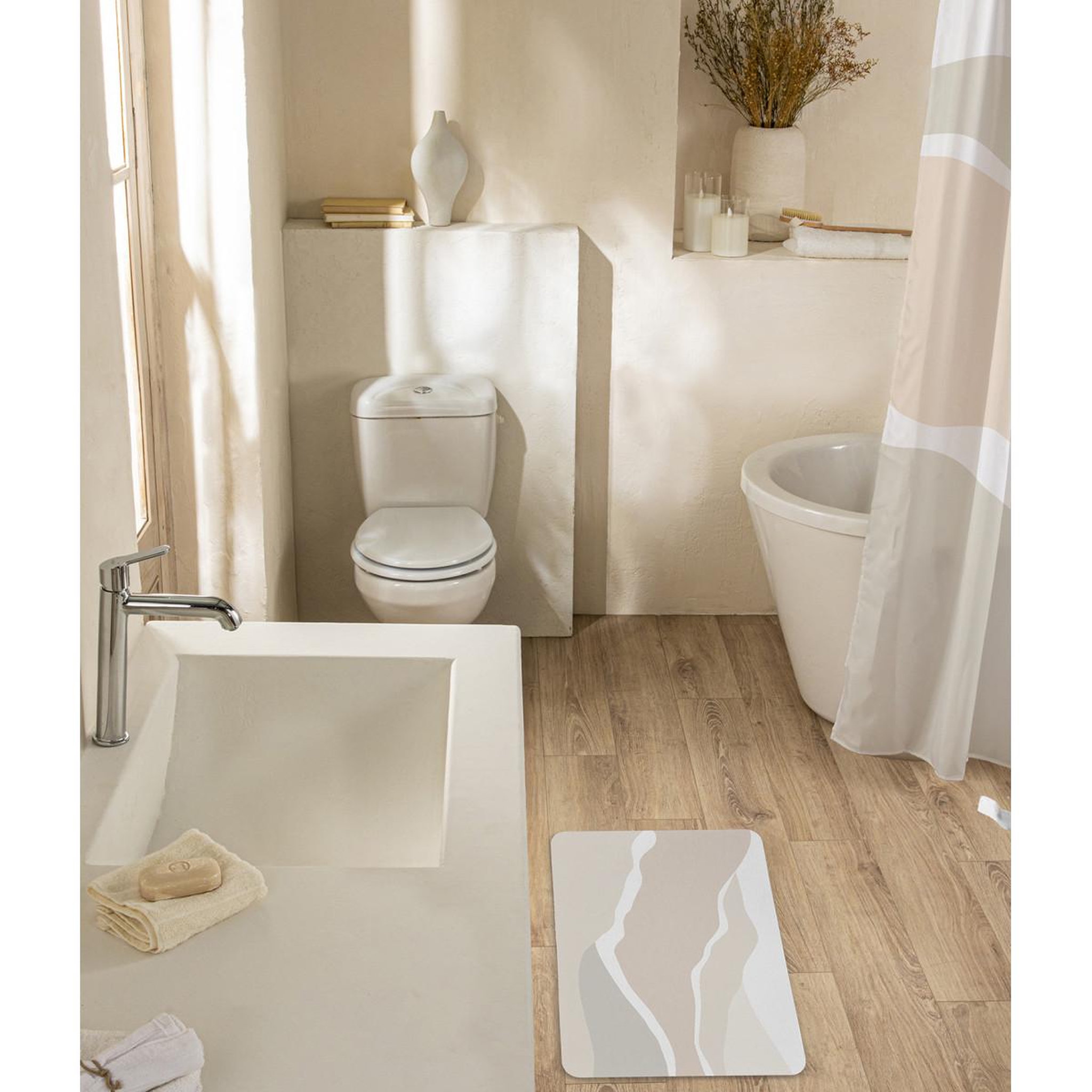 Voir la diapositive 6 : GUY LEVASSEUR Tapis de bain diatomite à motif 39x60cm