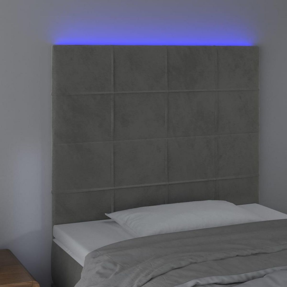 VIDAXL Tete de lit a LED Gris clair 90x5x118/128 cm Velours