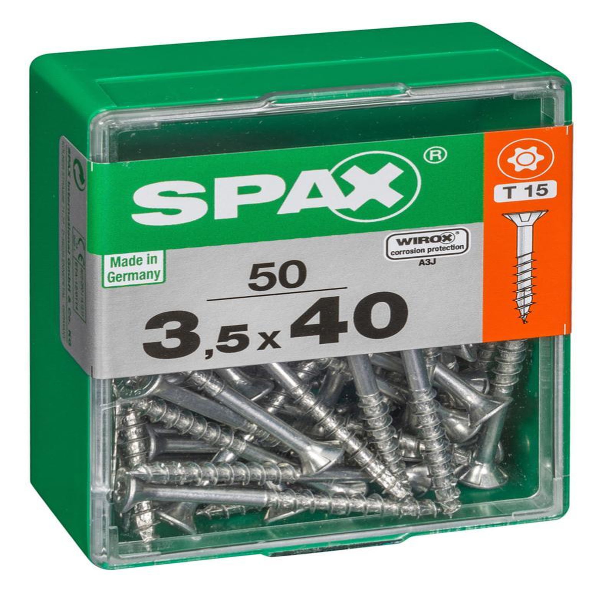 CENTRALE BRICO Lot de 50 vis acier tête autofraisée plate SPAX, Diam.3.5 mm x L.40 mm