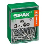 CENTRALE BRICO Lot de 50 vis acier tête autofraisée plate SPAX, Diam.3.5 mm x L.40 mm