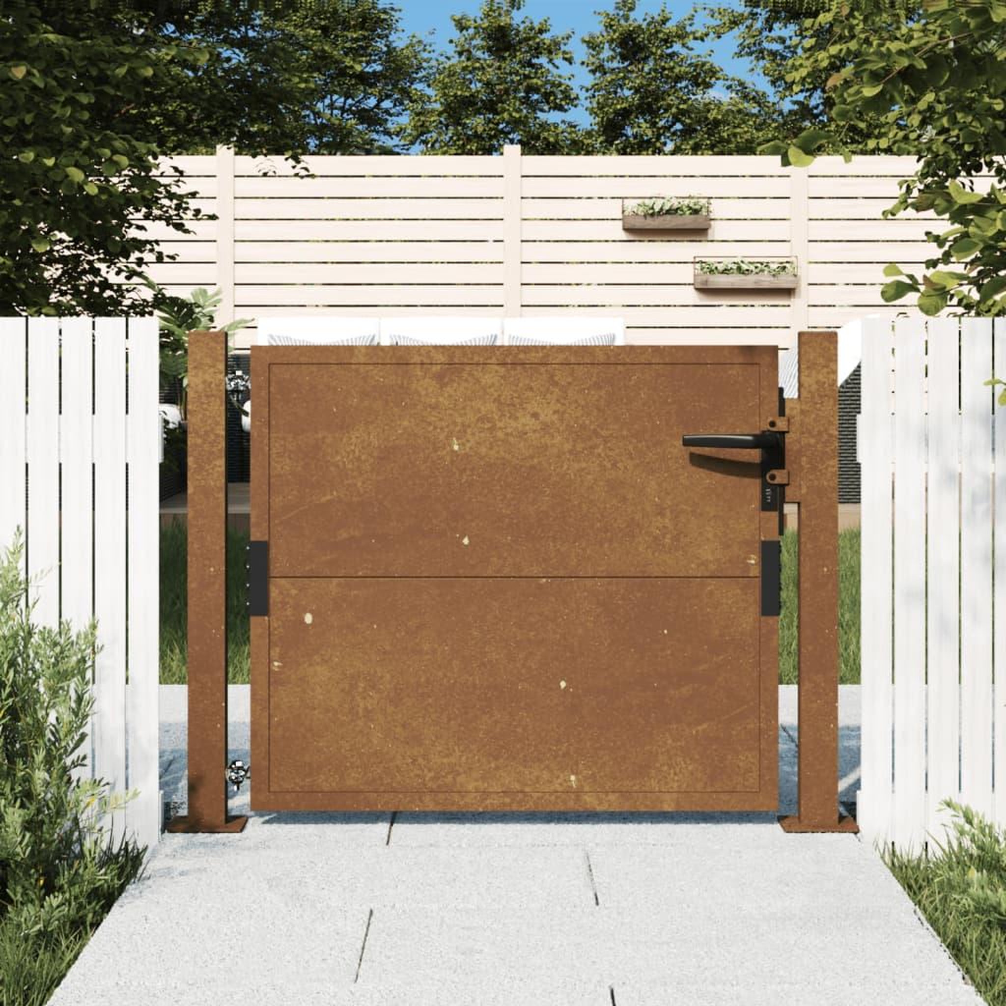 VIDAXL Portail de jardin 105x80 cm acier corten
