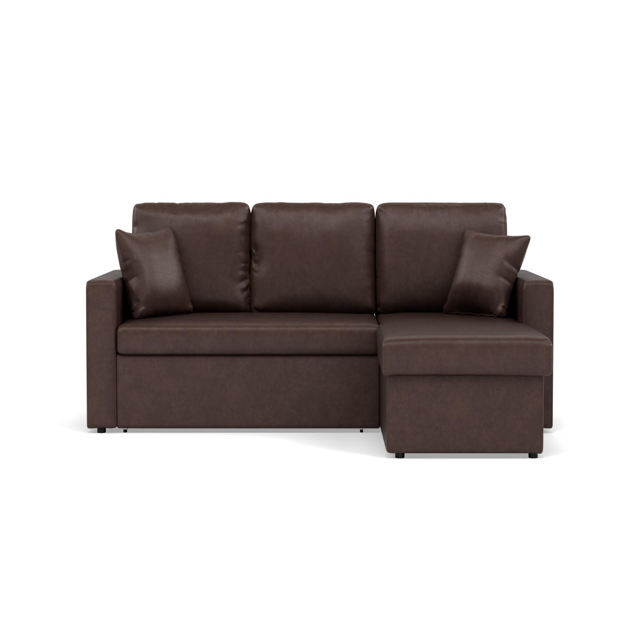BEST MOBILIER Cyrus - canapé d'angle réversible 4 places - convertible avec coffre - en simili. Coloris disponibles : Orange, Beige, Noir