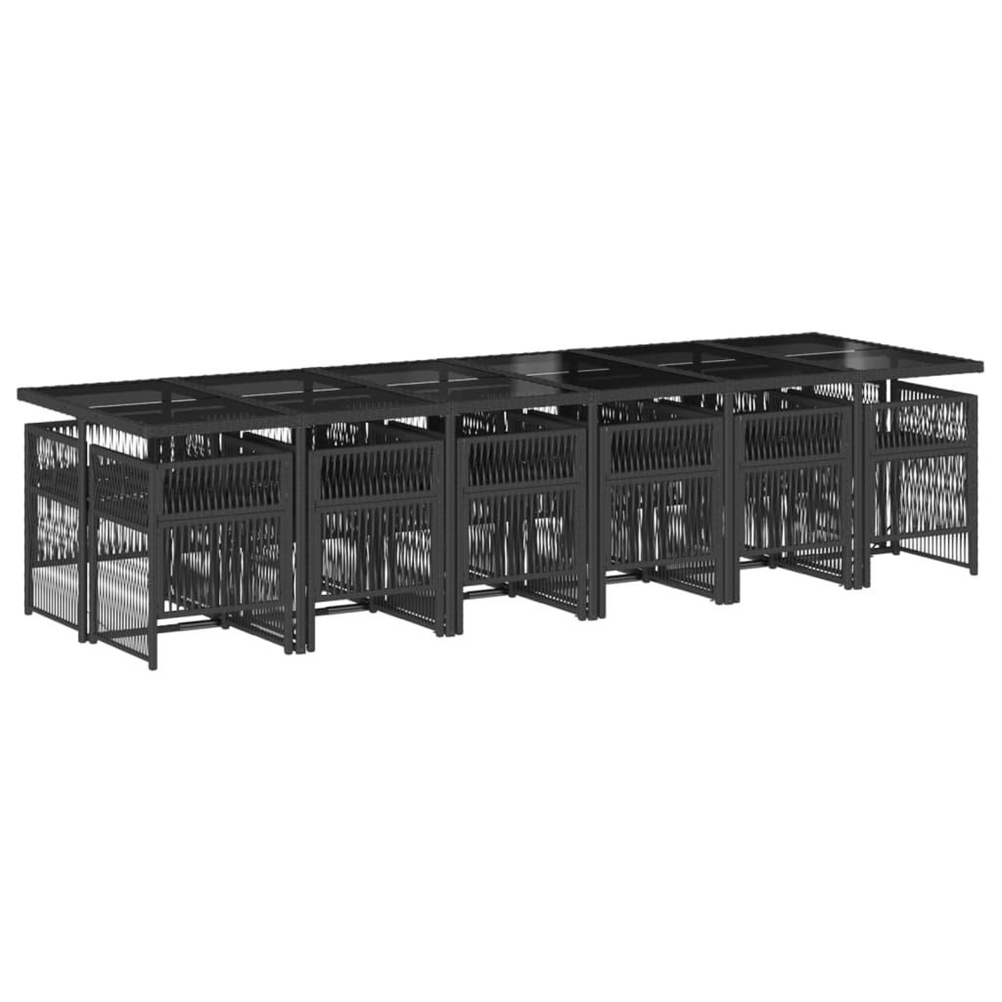 Voir la diapositive 3 : VIDAXL Ensemble a manger de jardin 13 pcs coussins noir resine tressee