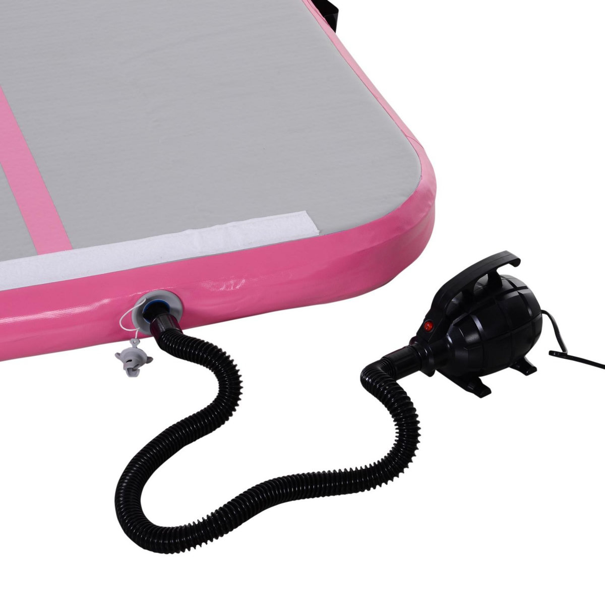 HOMCOM Airtrack tapis de gymnastique gonflable tapis de tumbling entraînement avec pompe à air électrique dim. 300L x 100l x 10H cm tissu stratifié PVC rose