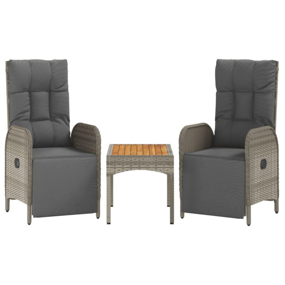 VIDAXL Chaises inclinables de jardin lot de 2 et table resine tressee