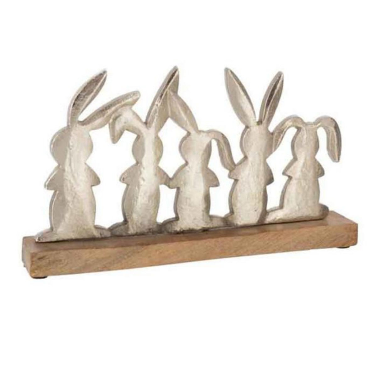 Paris Prix Statuette Déco  Lapins en Rang  30cm Argent