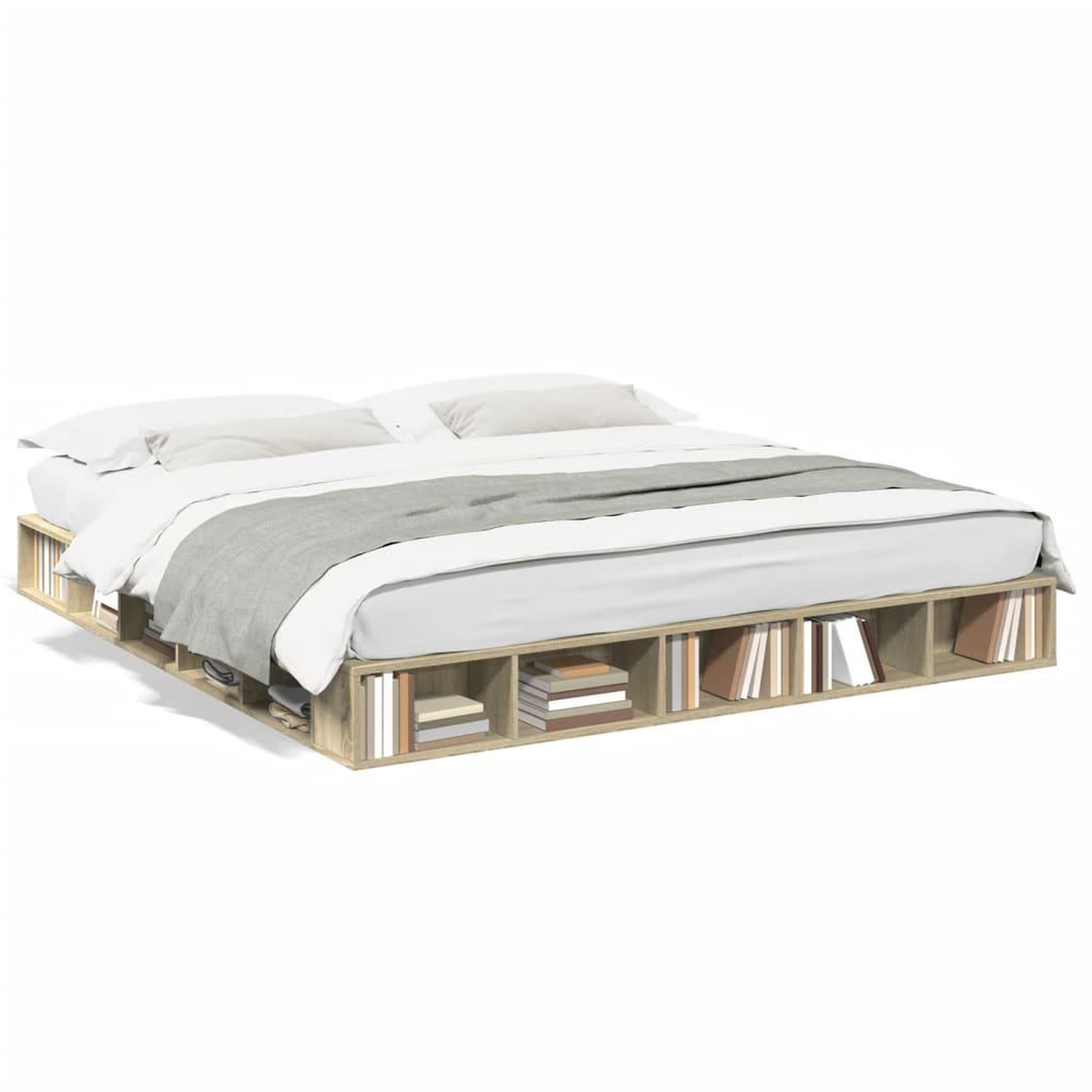 Voir la diapositive 2 : VIDAXL Cadre de lit sans matelas chene sonoma 200x200 cm