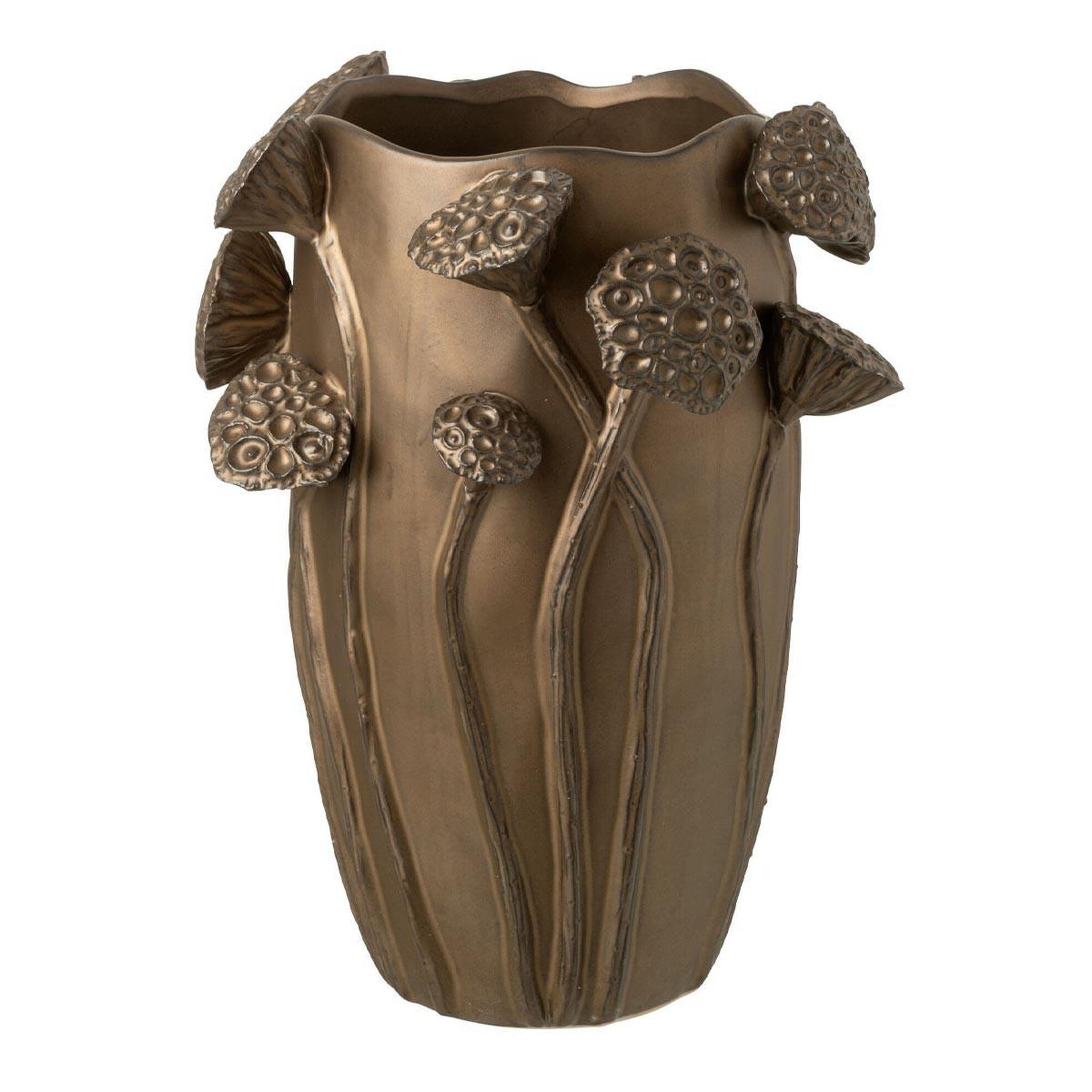 J-LINE Vase lotus en argile  pod  35cm cuivre