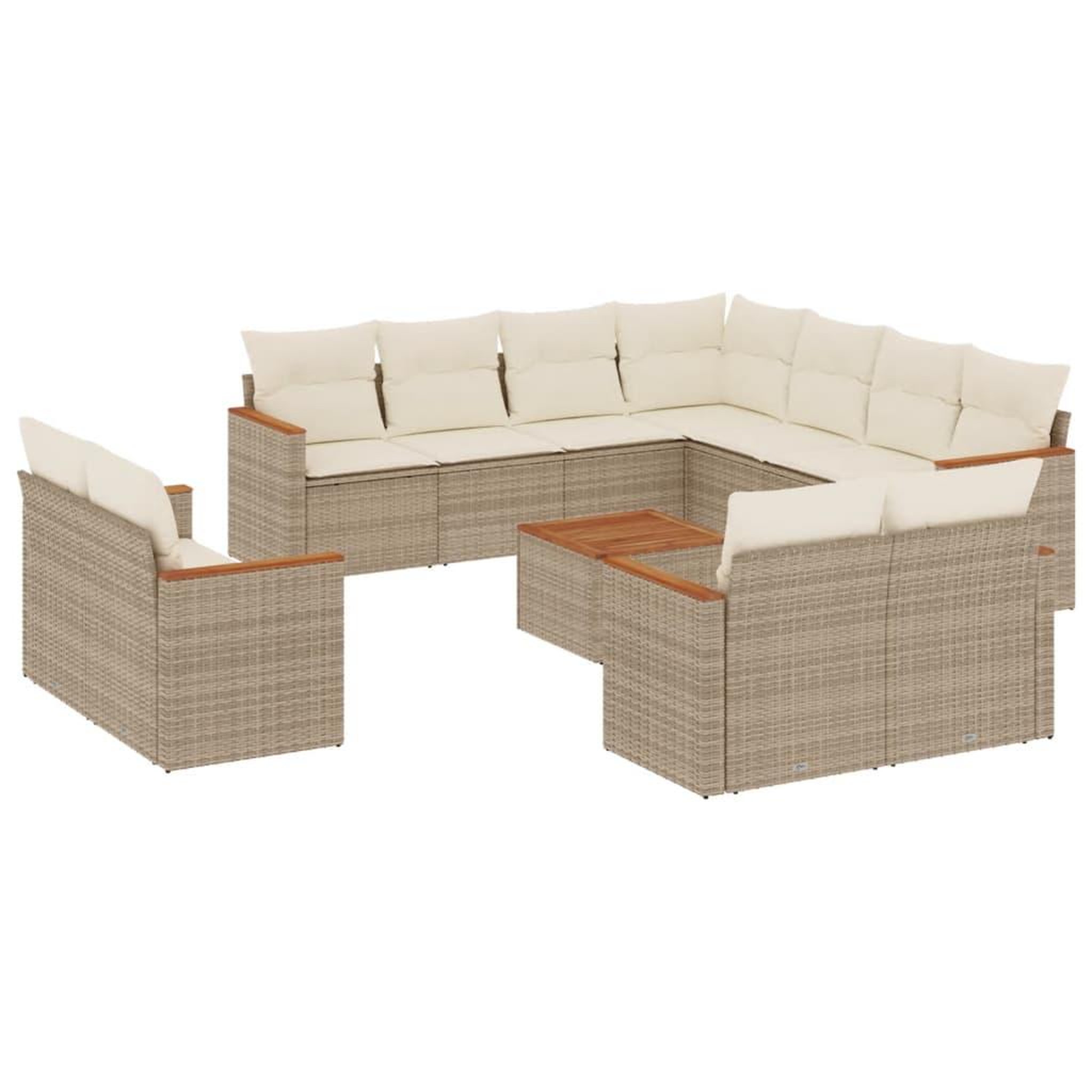 Voir la diapositive 2 : VIDAXL Salon de jardin avec coussins 12 pcs beige resine tressee