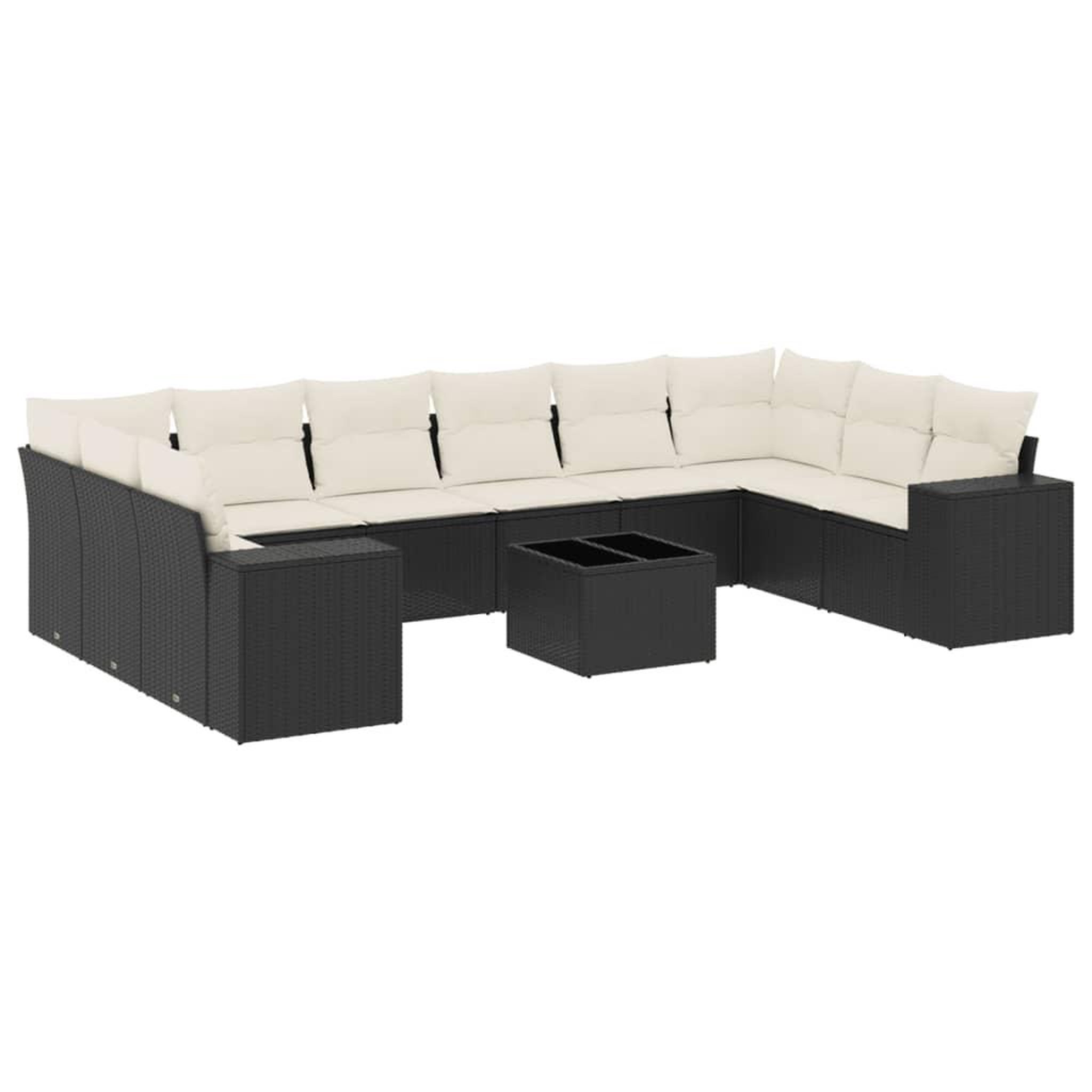 Voir la diapositive 2 : VIDAXL Salon de jardin 11 pcs avec coussins noir resine tressee