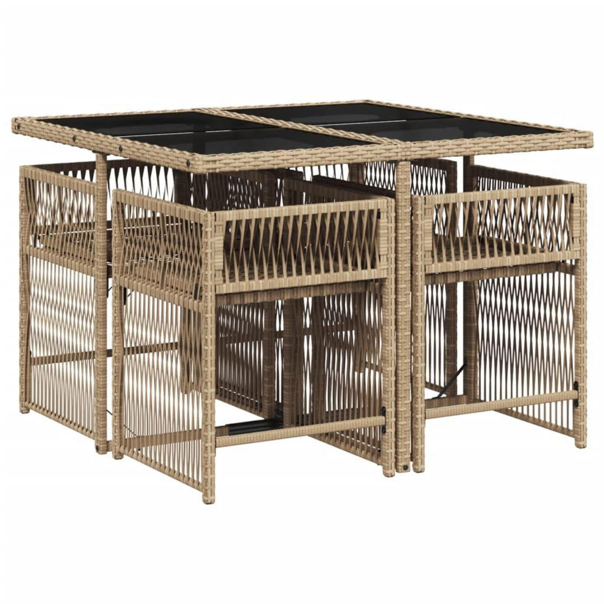 VIDAXL Ensemble a manger de jardin avec coussins 5pcs Beige poly rotin