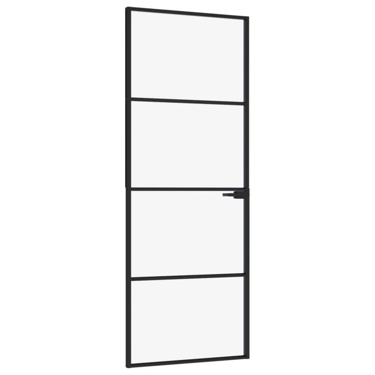 VIDAXL Porte d'interieur Noir 76x201,5 cm Trempe verre aluminium fin