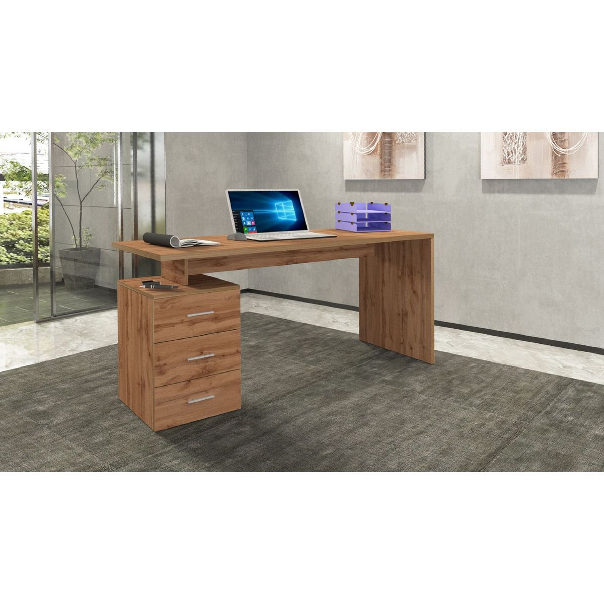 Bureau droit 3 tiroirs L160 cm VASTO