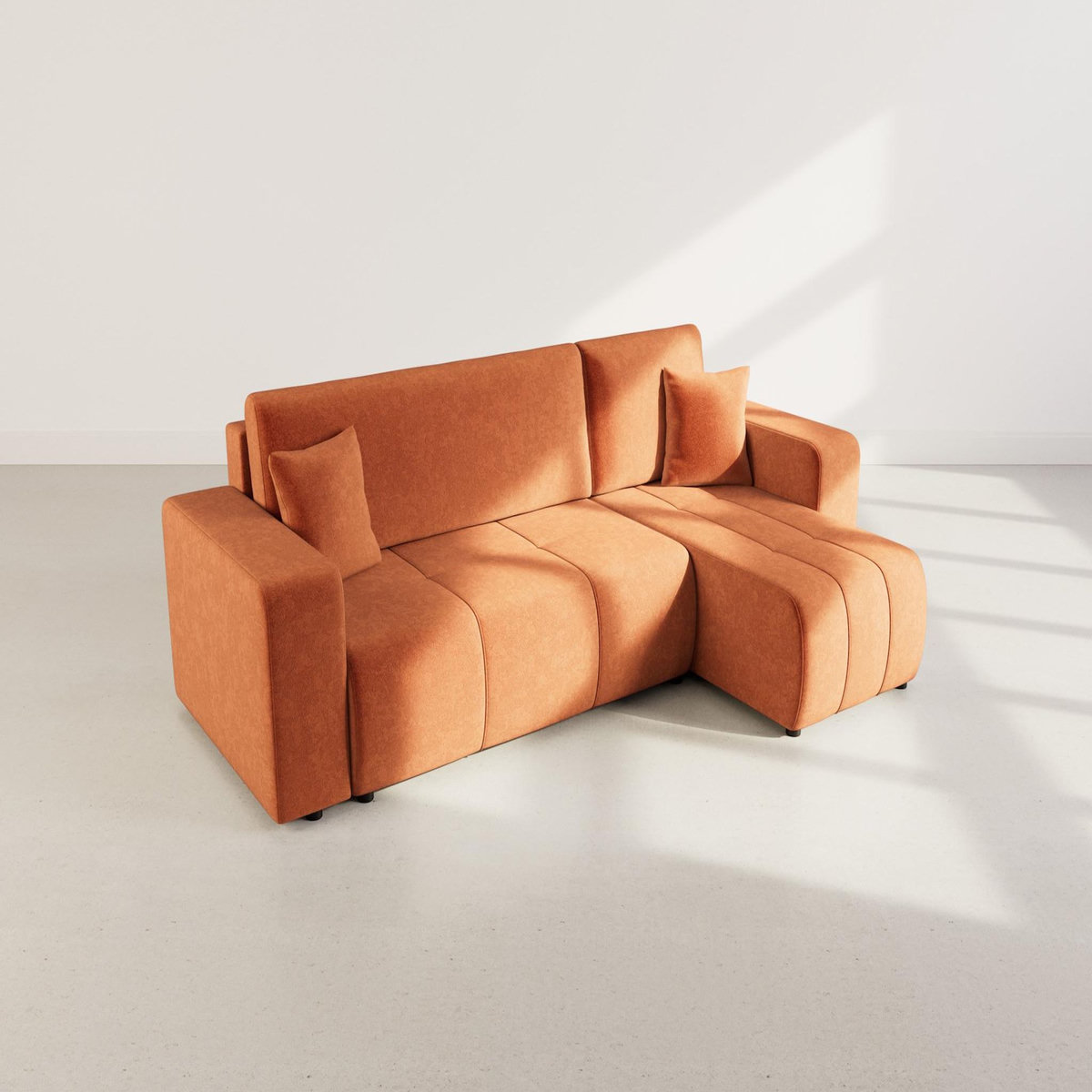 BEST MOBILIER Nicole - canapé d'angle réversible 4 places convertible avec coffre en tissu