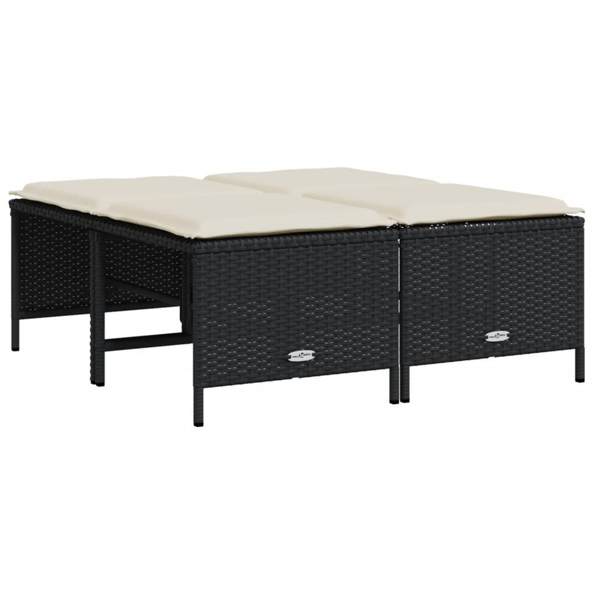 Voir la diapositive 5 : VIDAXL Tabourets de jardin avec coussins lot de 4 noir resine tressee