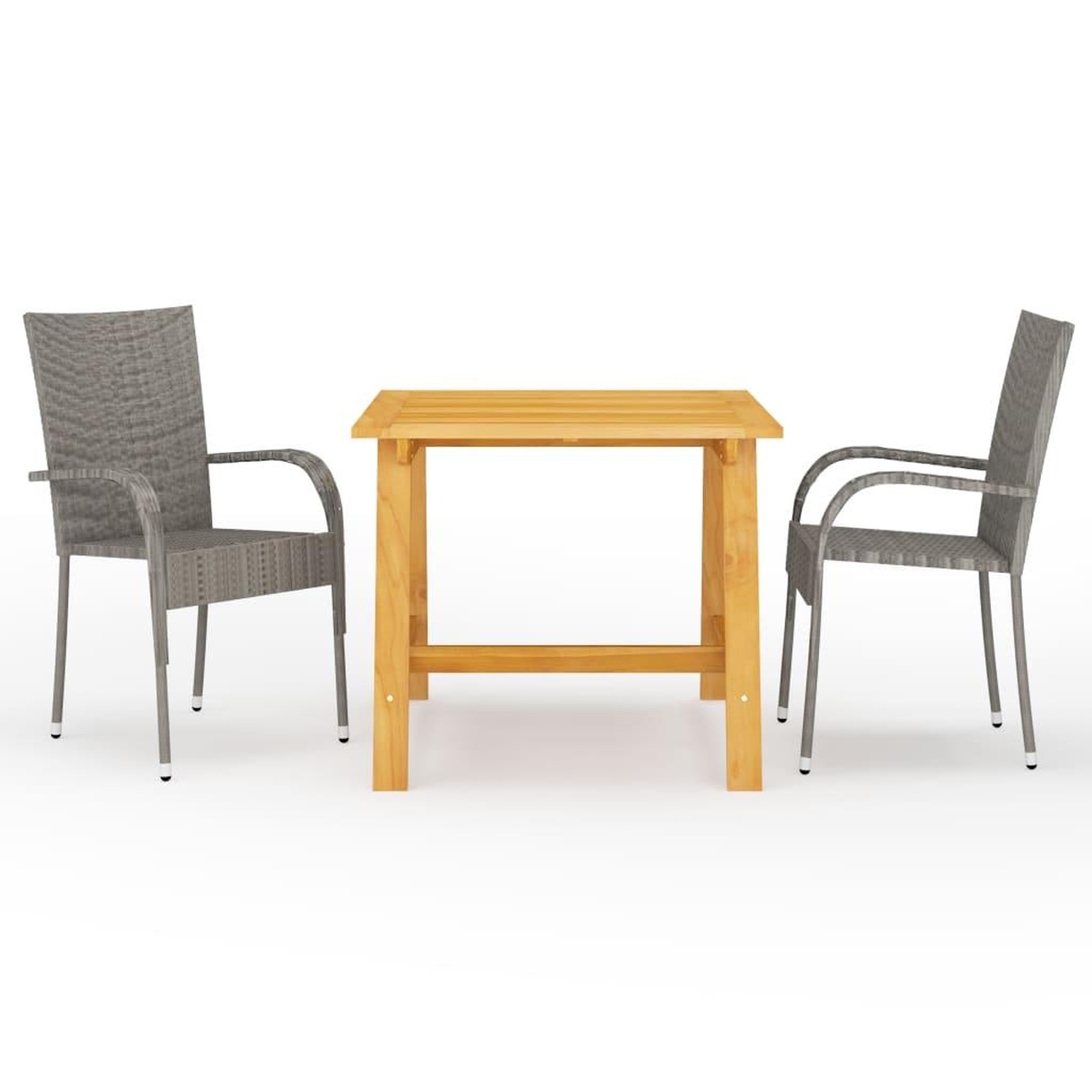 Voir la diapositive 1 : VIDAXL Ensemble a manger de jardin 3 pcs Gris