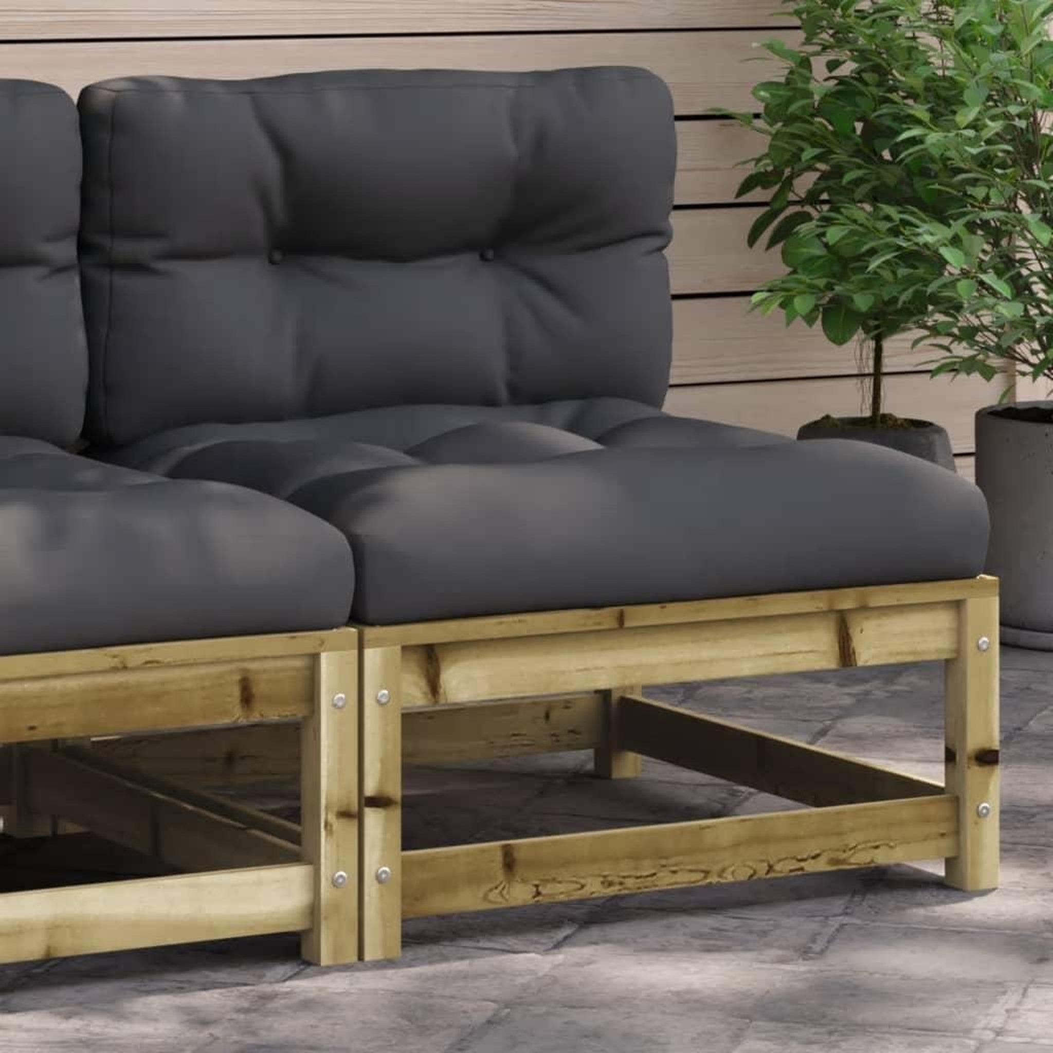 VIDAXL Canape de jardin sans accoudoirs et coussins bois pin impregne