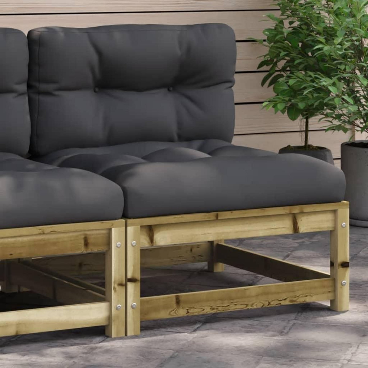 VIDAXL Canape de jardin sans accoudoirs et coussins bois pin impregne