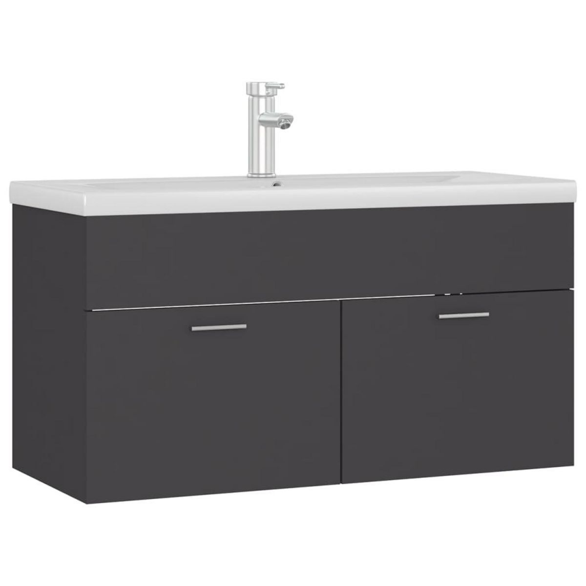 VIDAXL Armoire d'evier avec lavabo integre Gris Agglomere