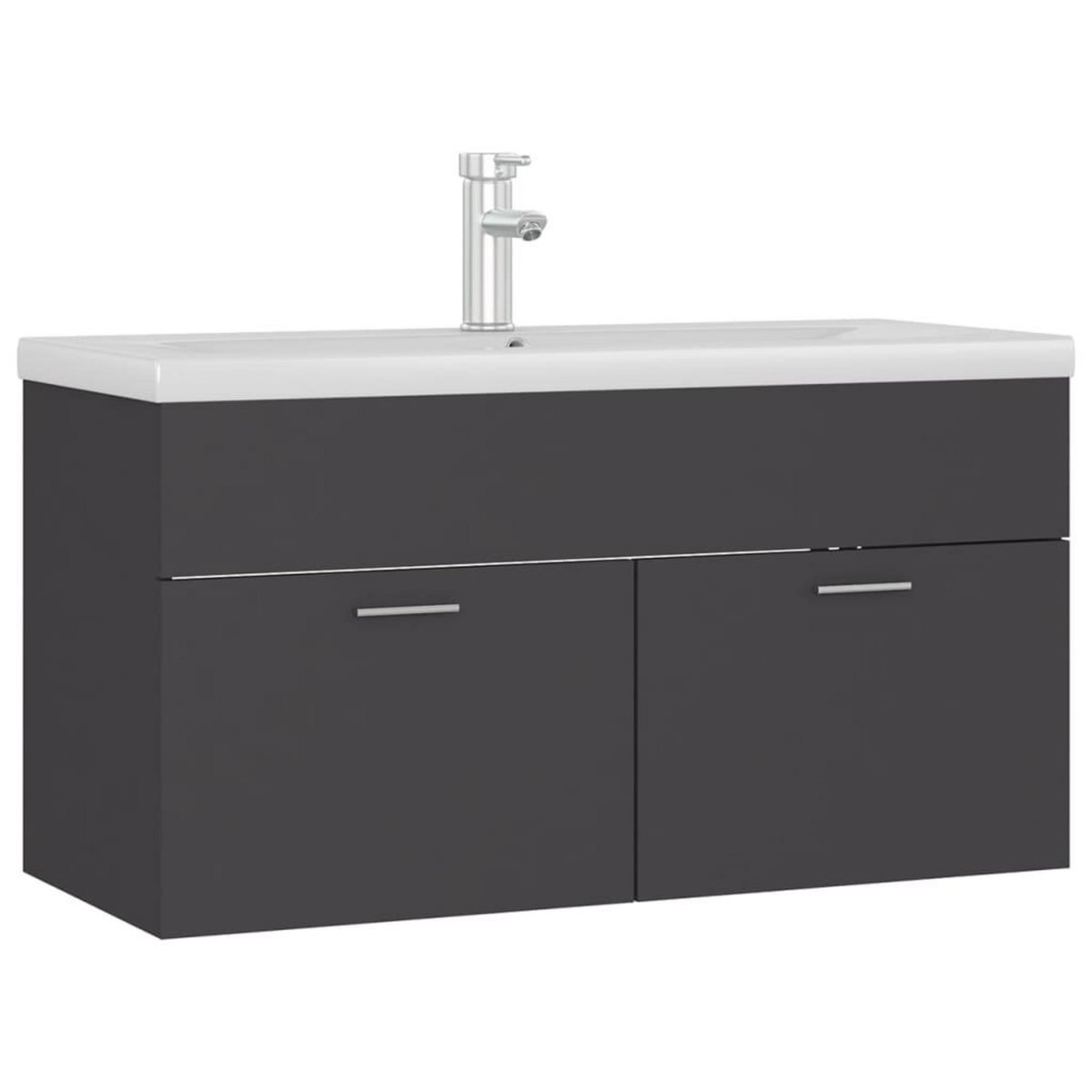 VIDAXL Armoire d'evier avec lavabo integre Gris Agglomere
