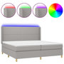 Voir la diapositive 3 : VIDAXL Sommier a lattes de lit matelas LED Gris clair 200x200 cm Tissu