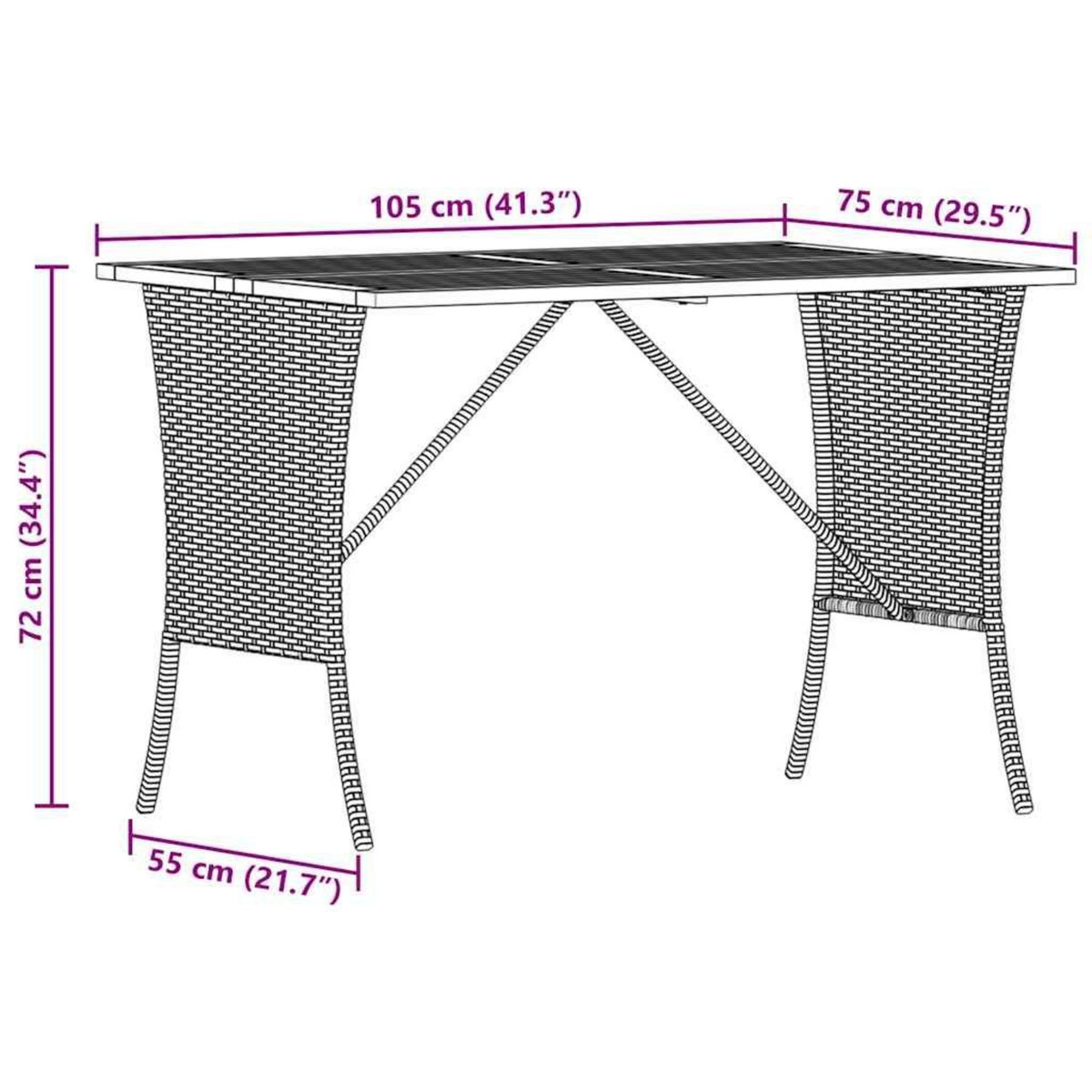 VIDAXL Table de jardin avec dessus en bois d'acacia beige 105x75x72 cm