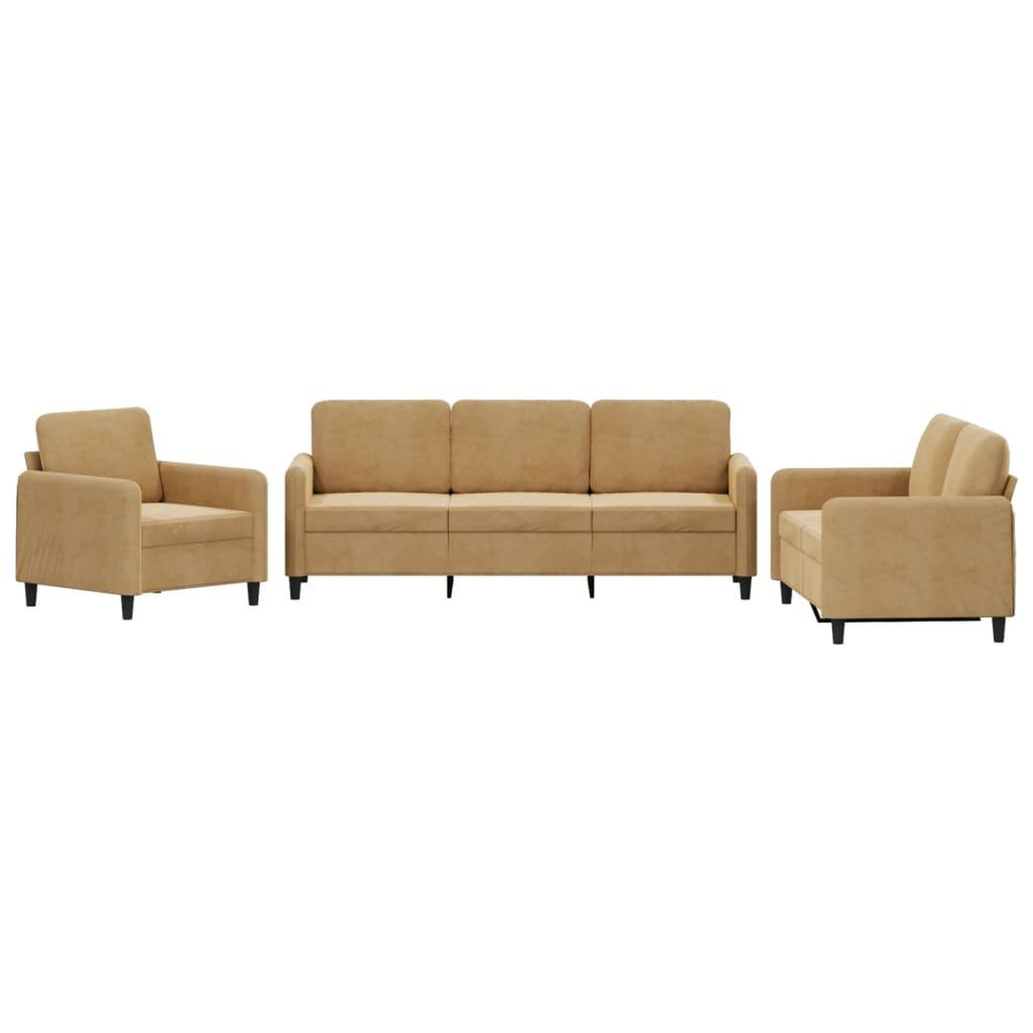 Voir la diapositive 2 : VIDAXL Ensemble de canapes 3 pcs marron velours