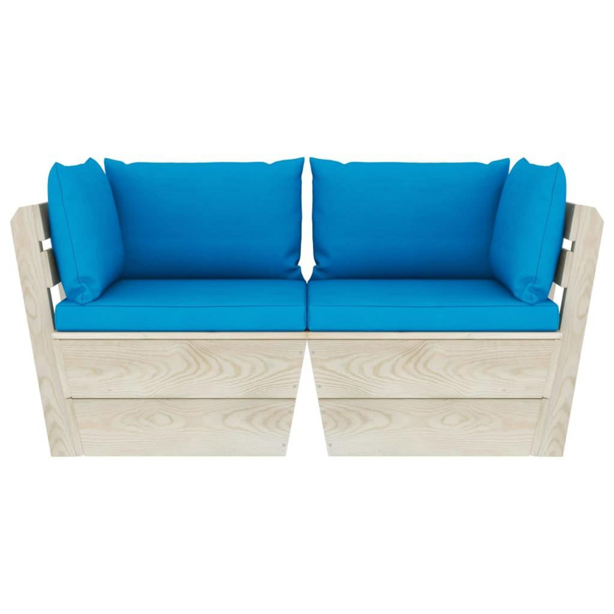 VIDAXL Canape palette a 2 places de jardin avec coussins Bois d'epicea